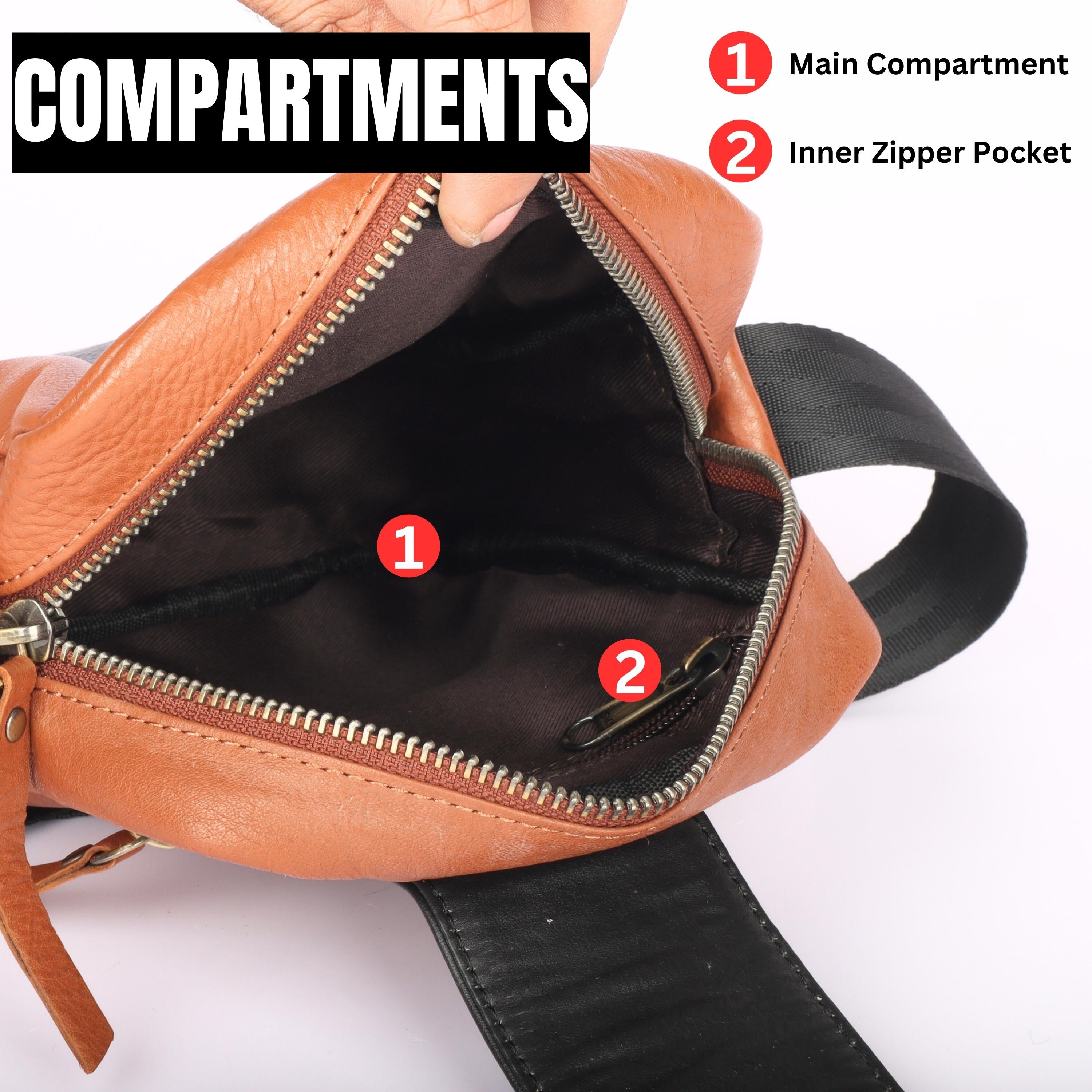 REDHORNS Genuine Leather Crossbody Sling Bag For Men & Women