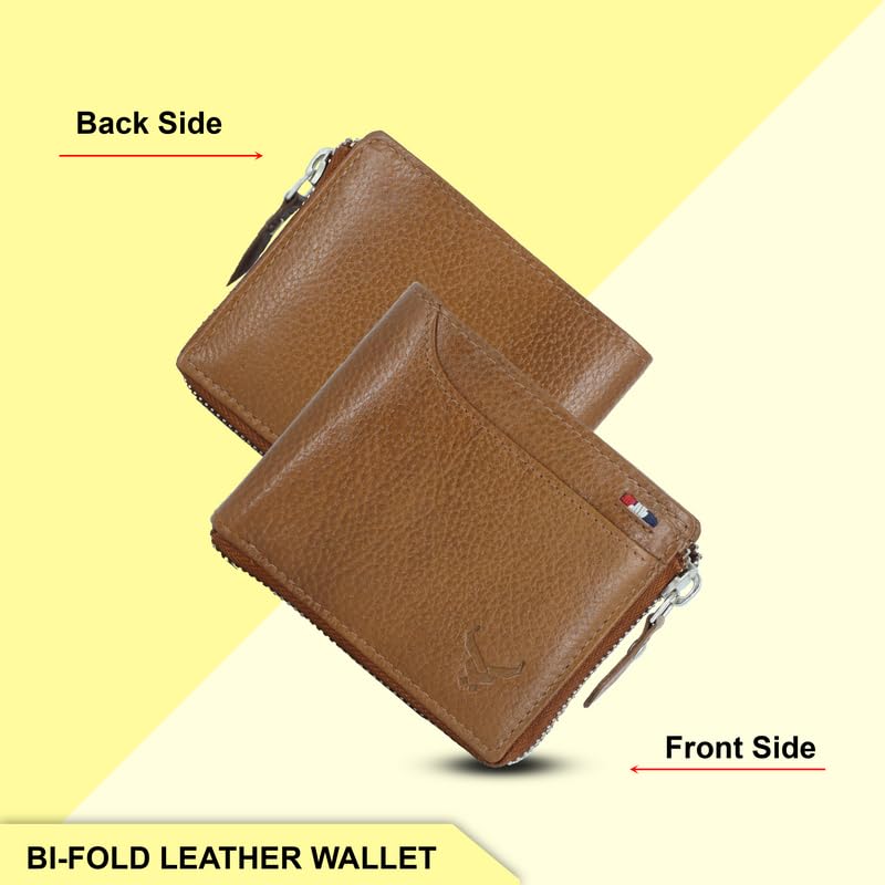 Men's Genuine Leather Bi-Fold Wallet Tan#color_tan-new