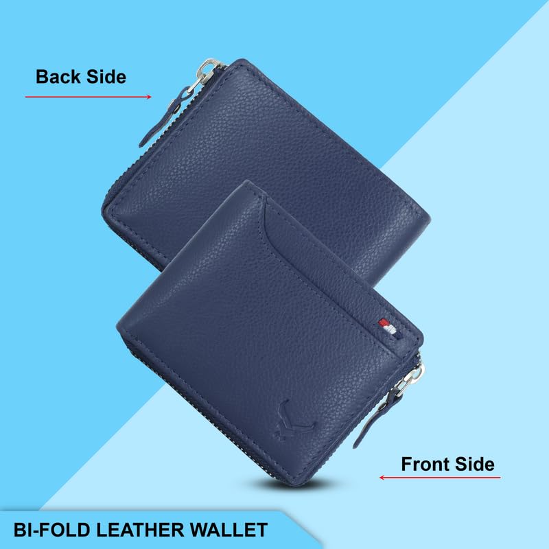 Men's Genuine Leather Bi-Fold Wallet Tan#color_blue