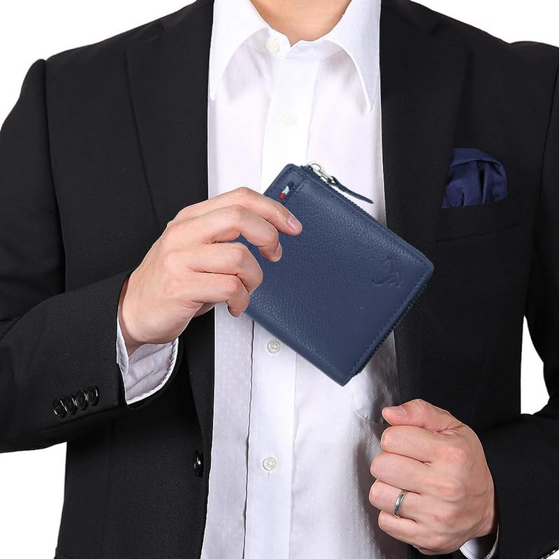 Men's Genuine Leather Bi-Fold Wallet#color_blue