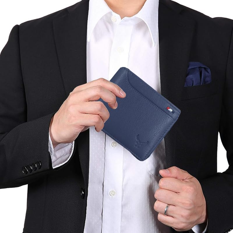 Men's Genuine Leather Bi-Fold Wallet Tan#color_blue