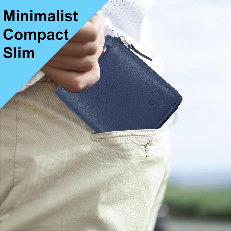 Men's Genuine Leather Bi-Fold Wallet#color_blue