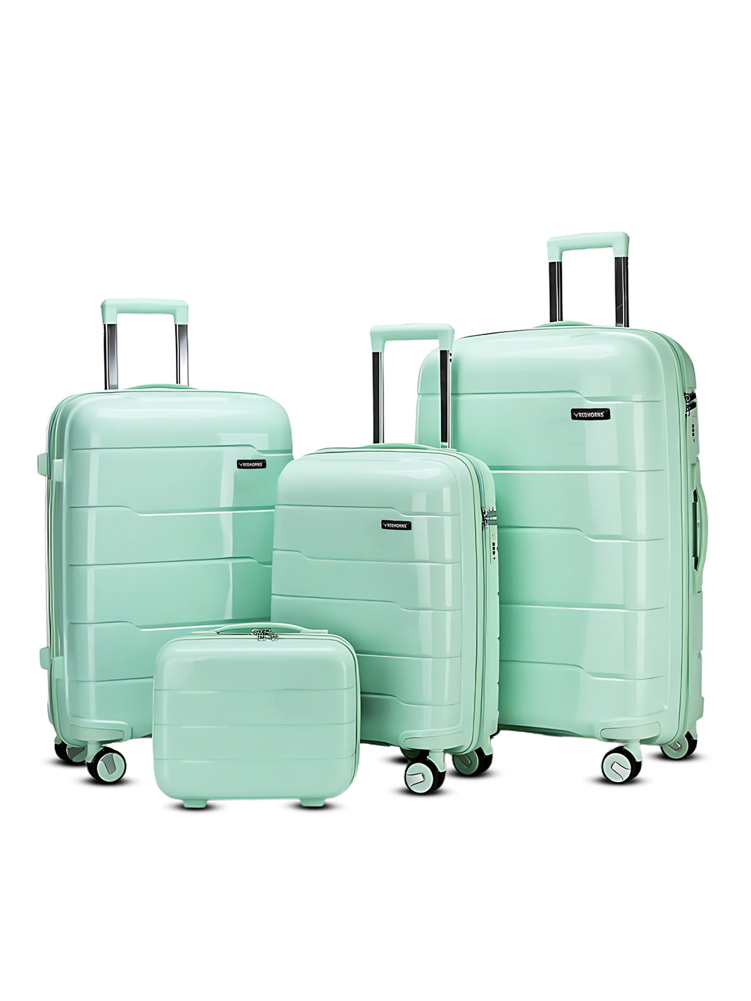 Travel luggage trolley travel suitcase set of 3 luggage trolley set of 3#color_light-green