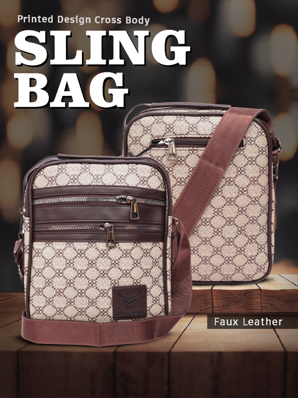 Crossbody sling bag leather messenger bag men bag#color_brown