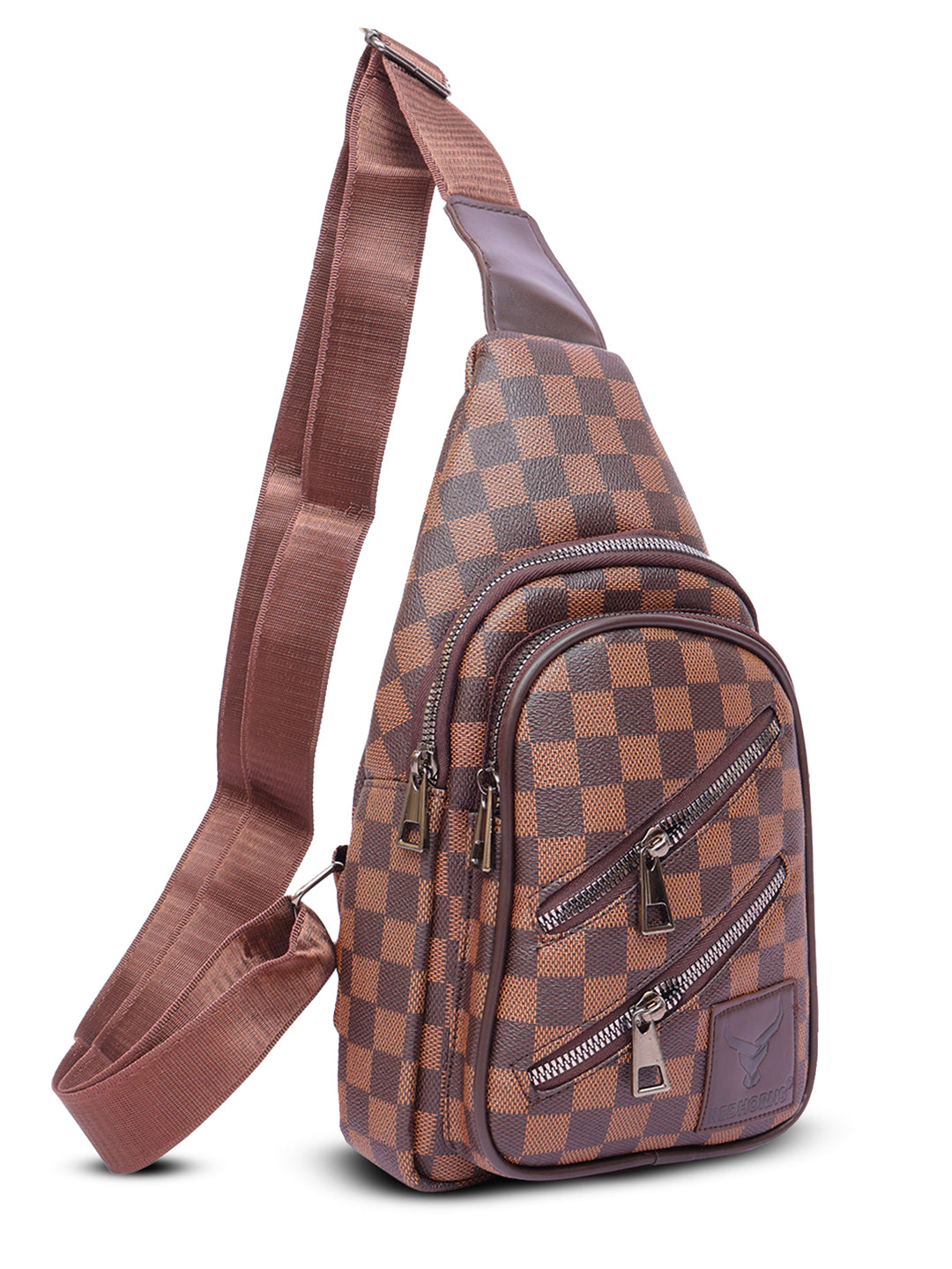 Leather crossbody sling bag#color_brown
