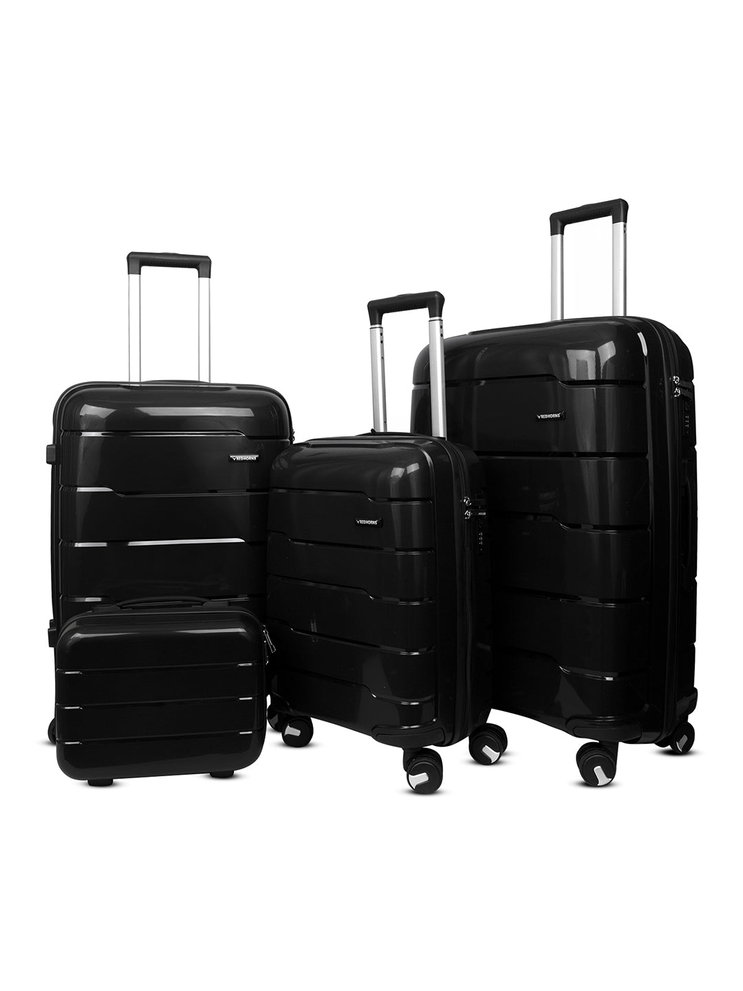 Travel luggage trolley travel suitcase set of 3 luggage trolley set of 3#color_black