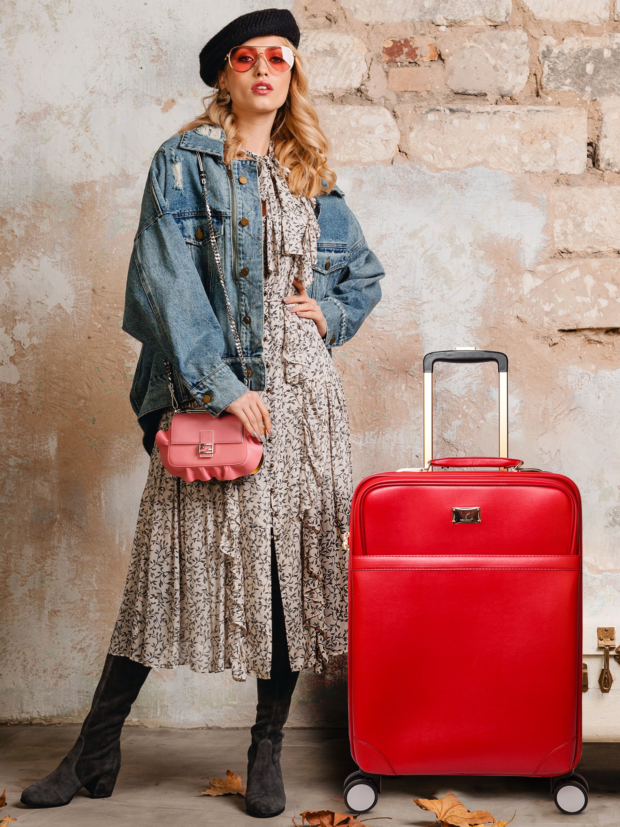 Luggage trolley bags cabin suitcase trolley bag suitcase#color_red
