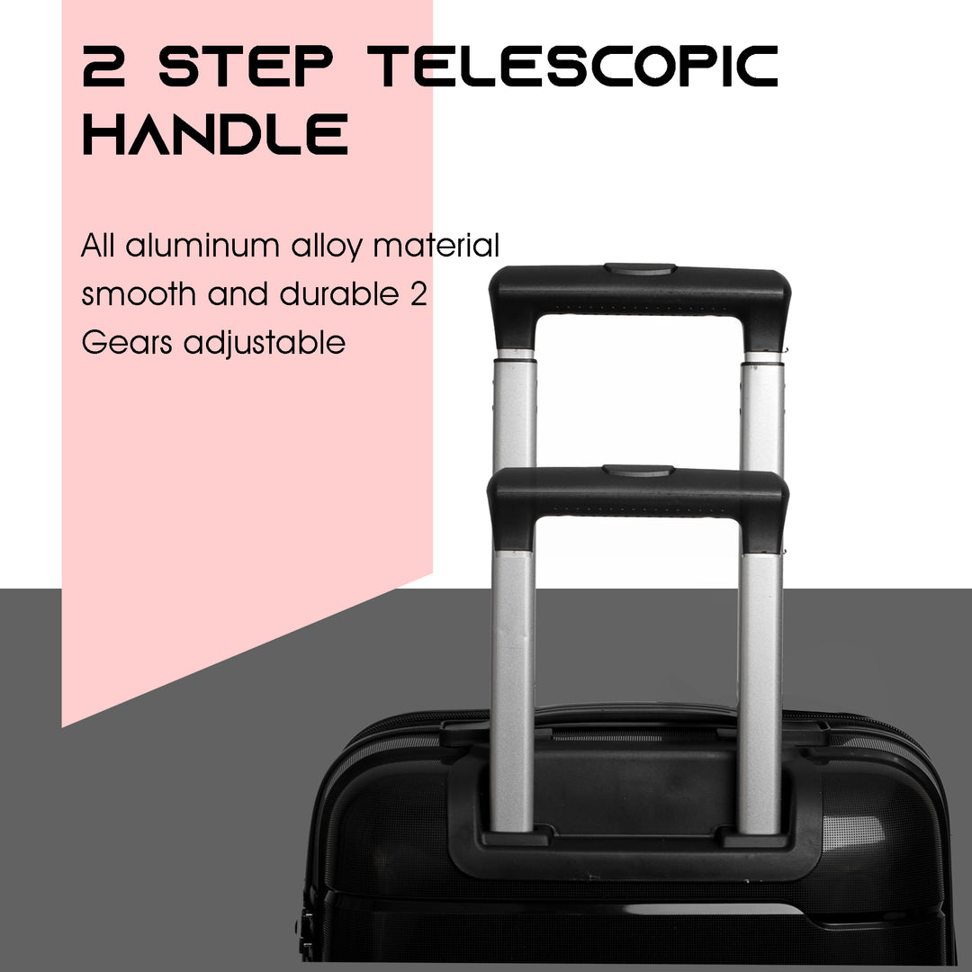 Travel luggage trolley travel suitcase set of 3 luggage trolley set of 3#color_black