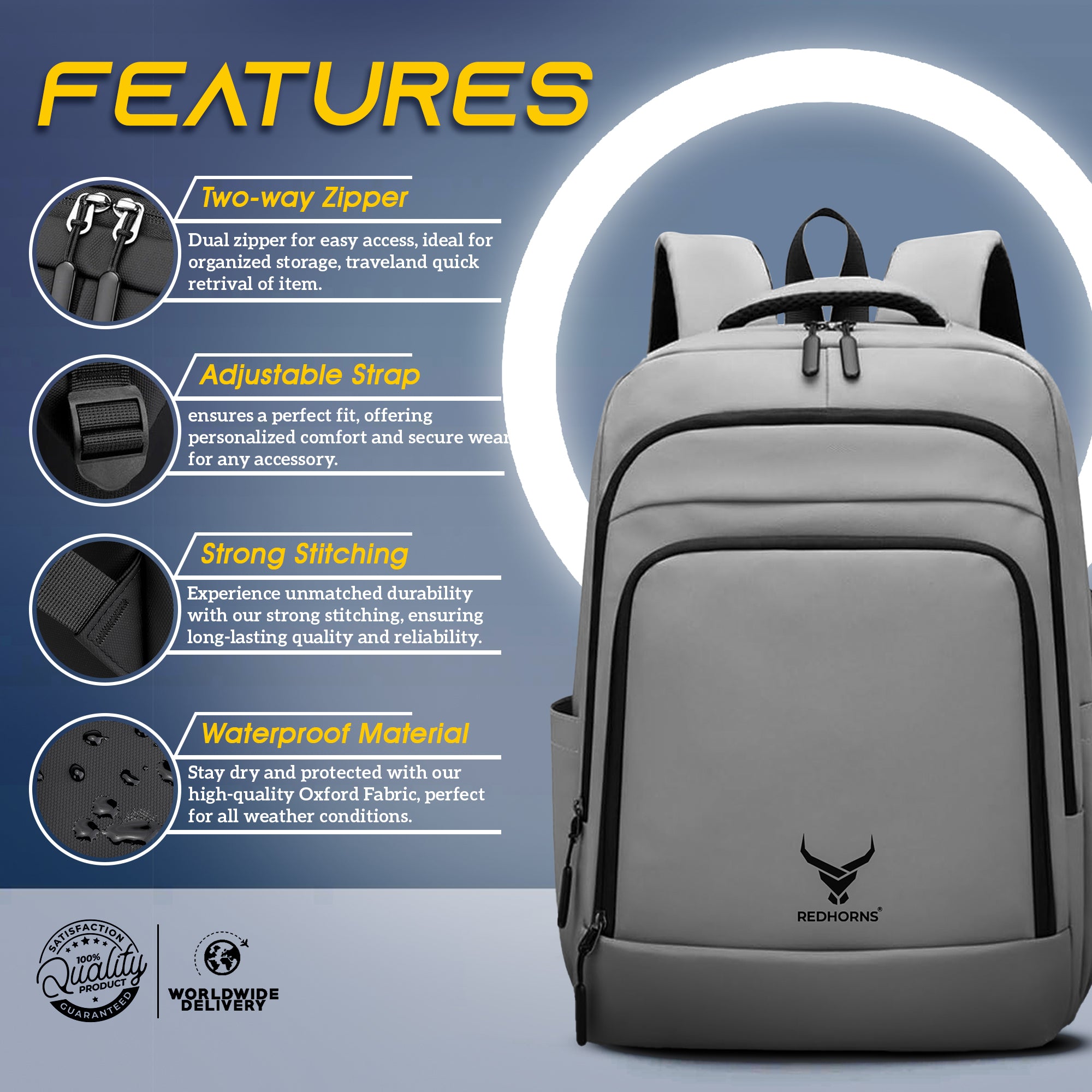 waterproof 20l backpack with 15.6' laptop compartment#color_grey