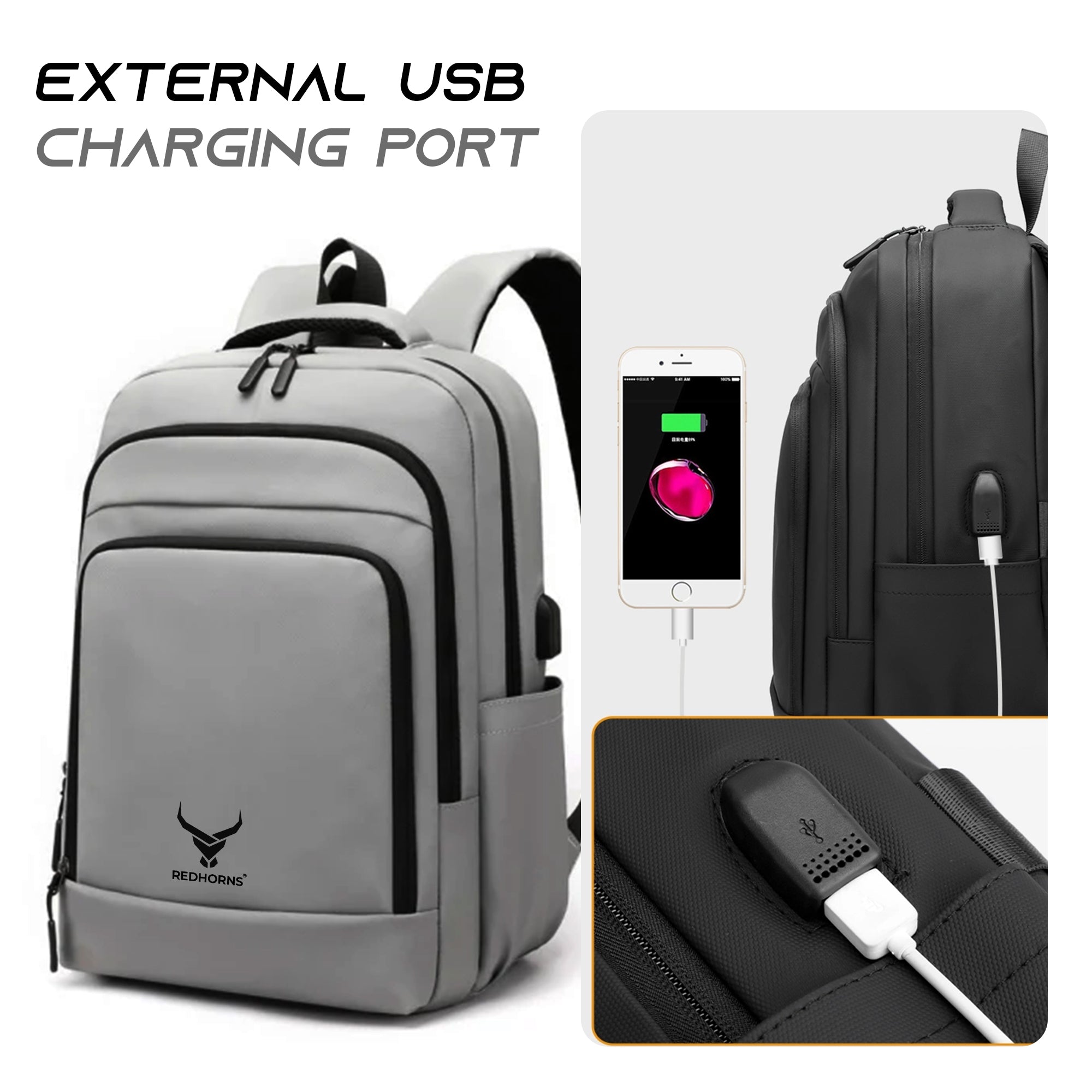 waterproof 20l backpack with 15.6' laptop compartment#color_grey