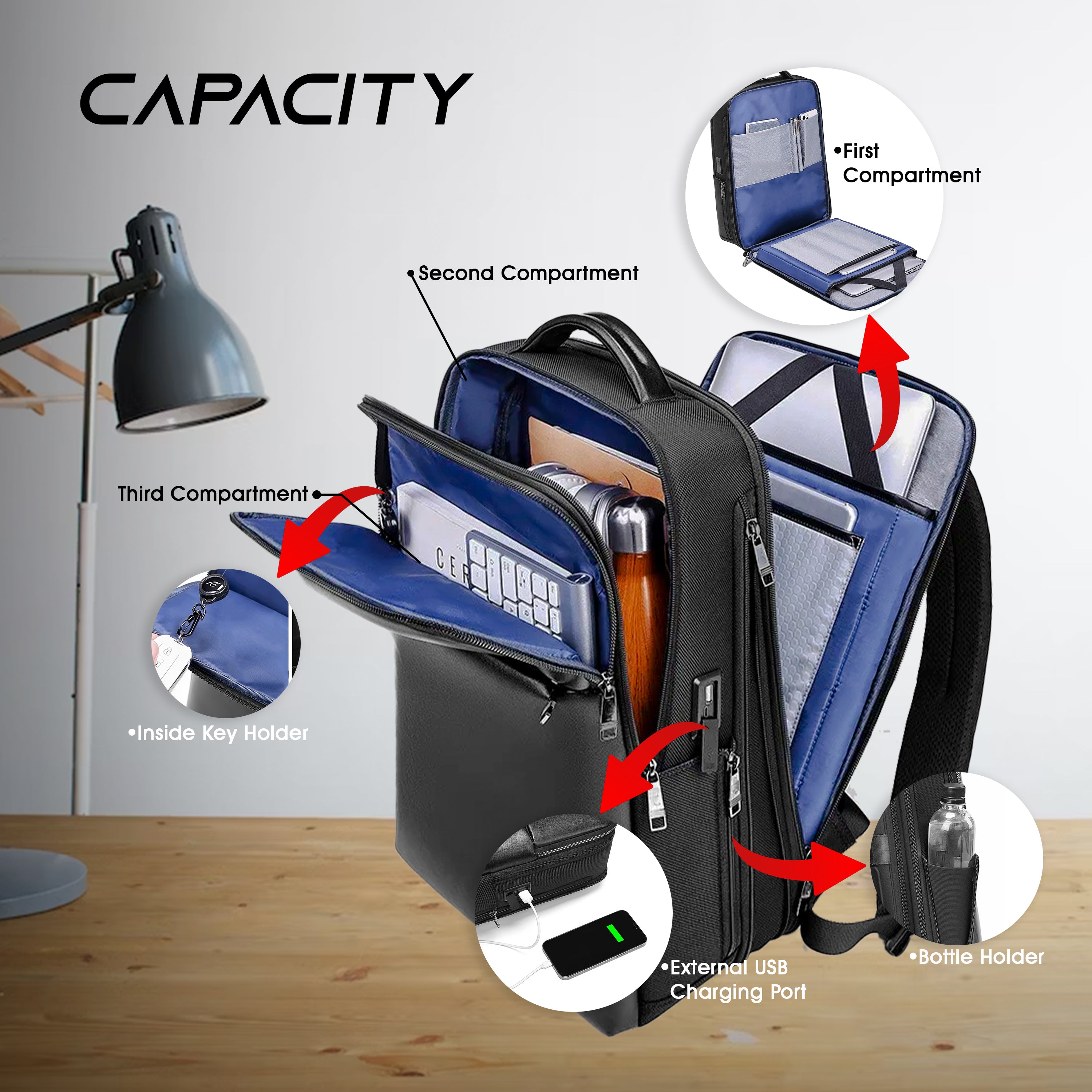 Waterproof antitheft laptop bag#color_black