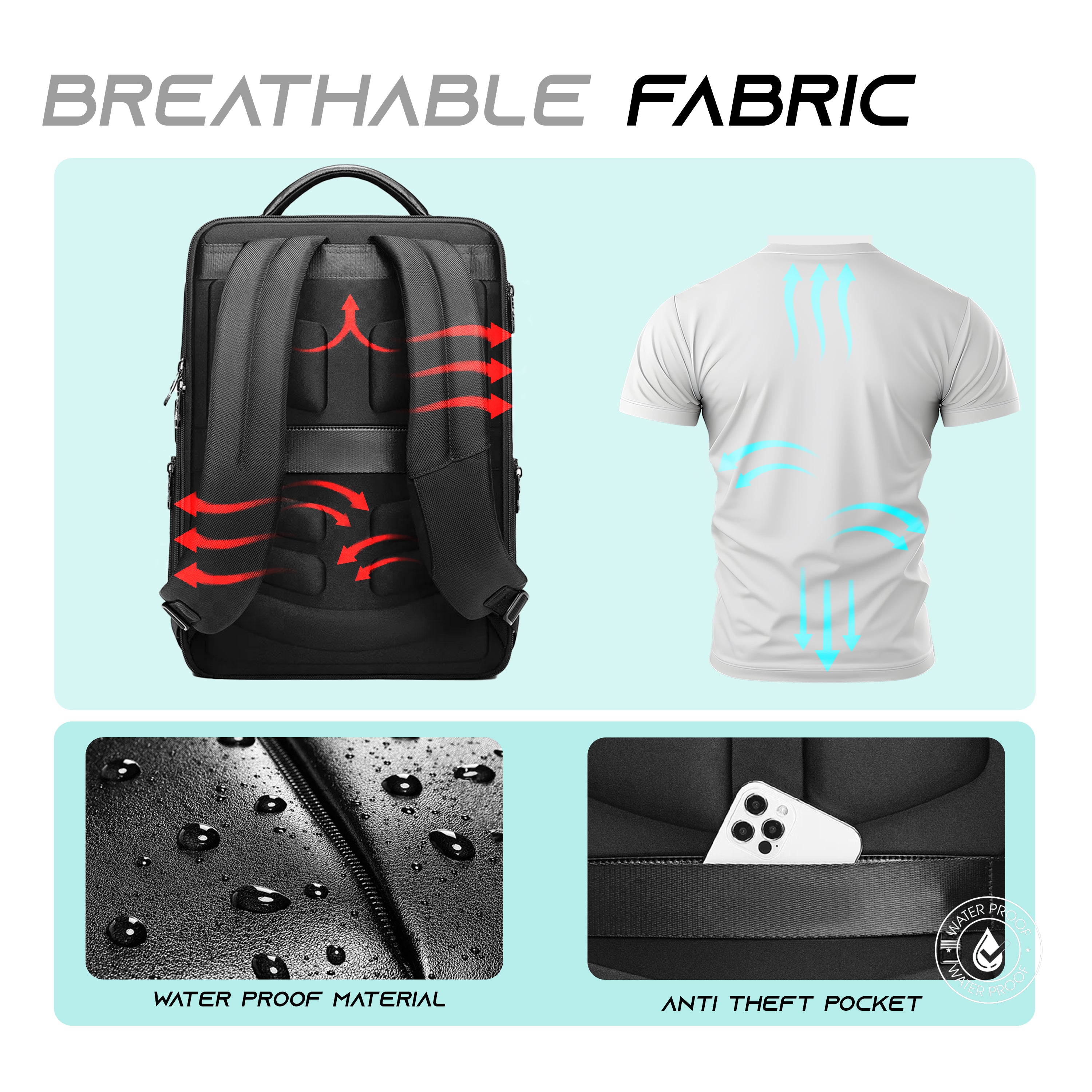 Waterproof antitheft laptop bag#color_black