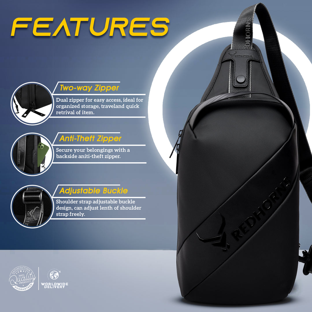 Waterproof antitheft sling bag#color_black