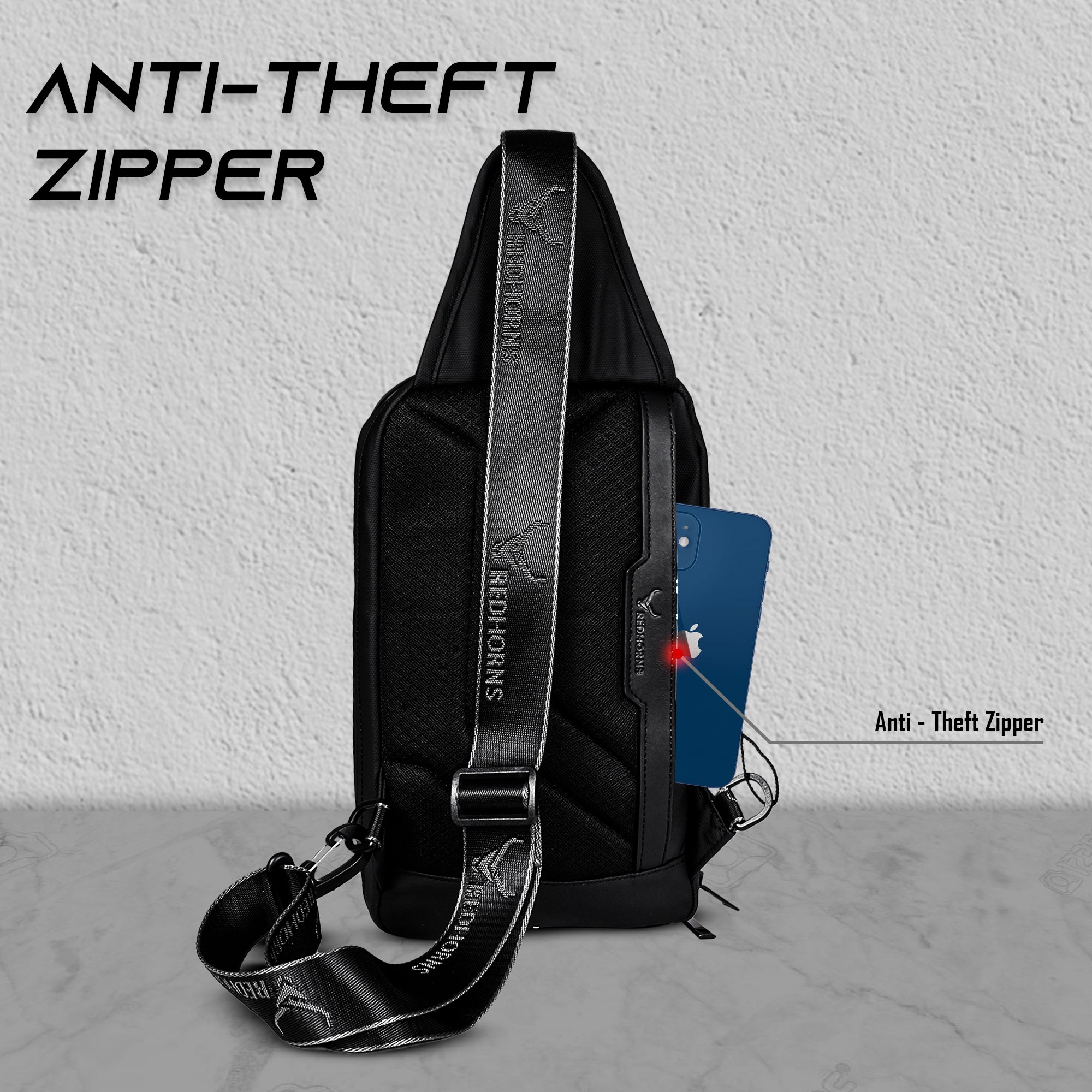 Waterproof antitheft sling bag#color_black