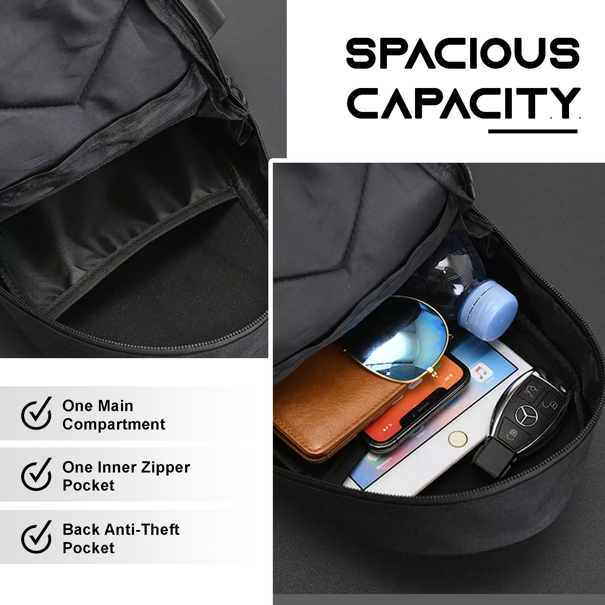 Waterproof crossbody sling bag usb charging adjustable strap#color_blue