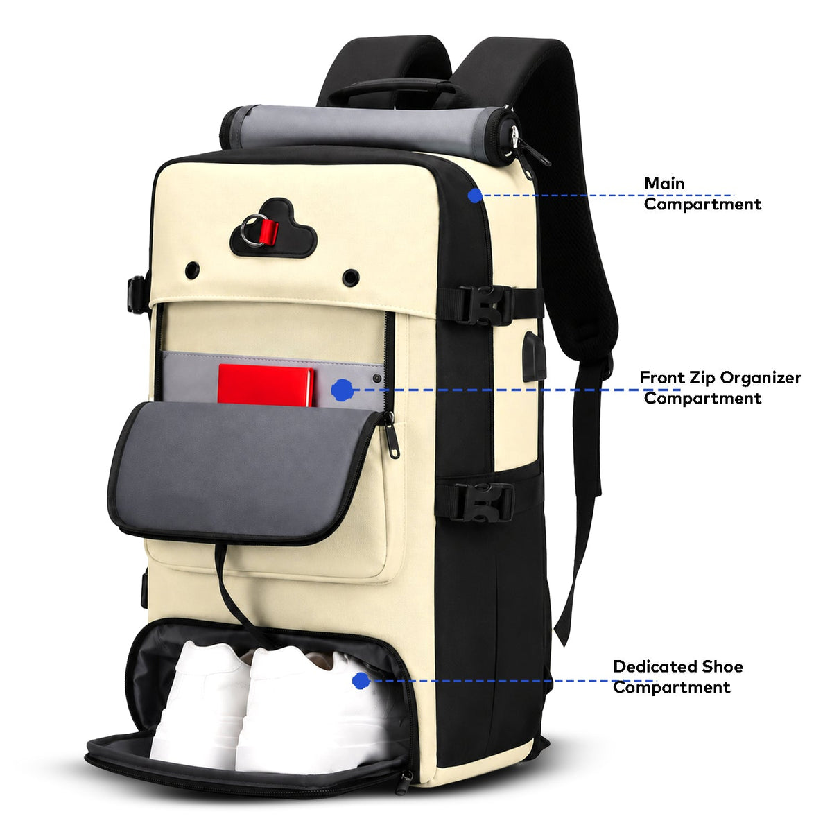TrailFlex 32L Convertible Hiking Backpack - Beige