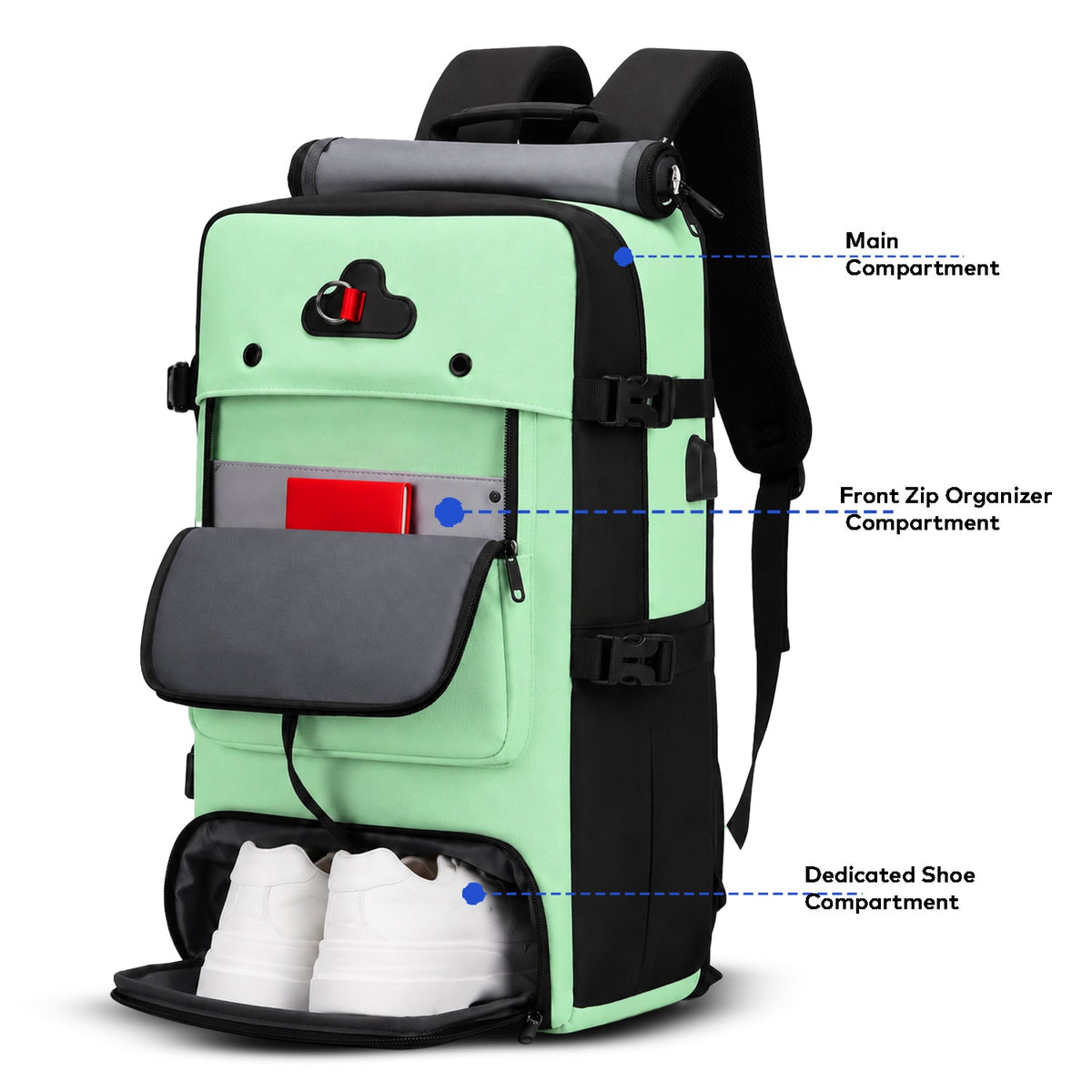 TrailFlex 32L Convertible Hiking Backpack - Light Green