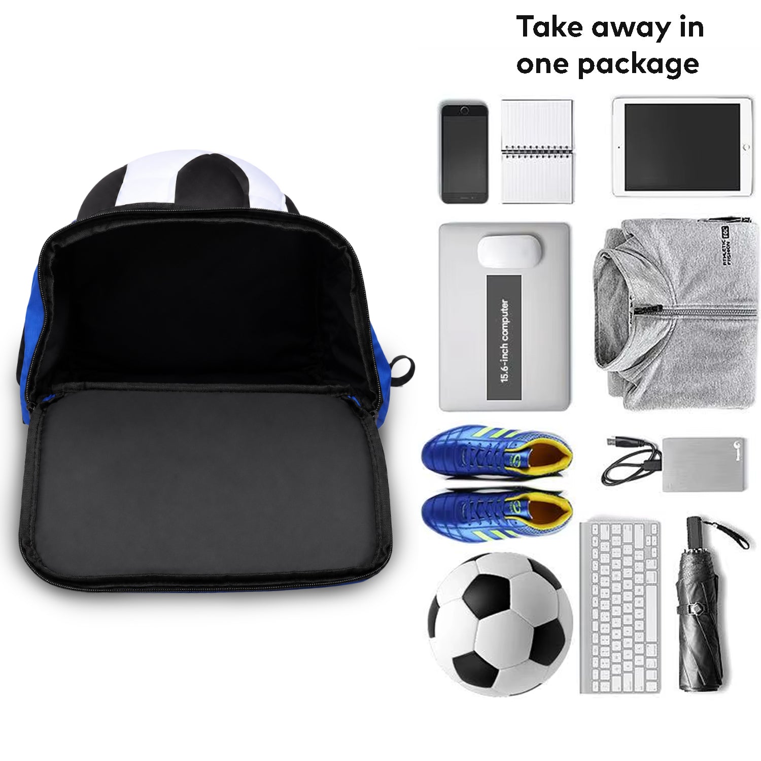 StrikePro 36L Football Backpack Blue Orange - view 4