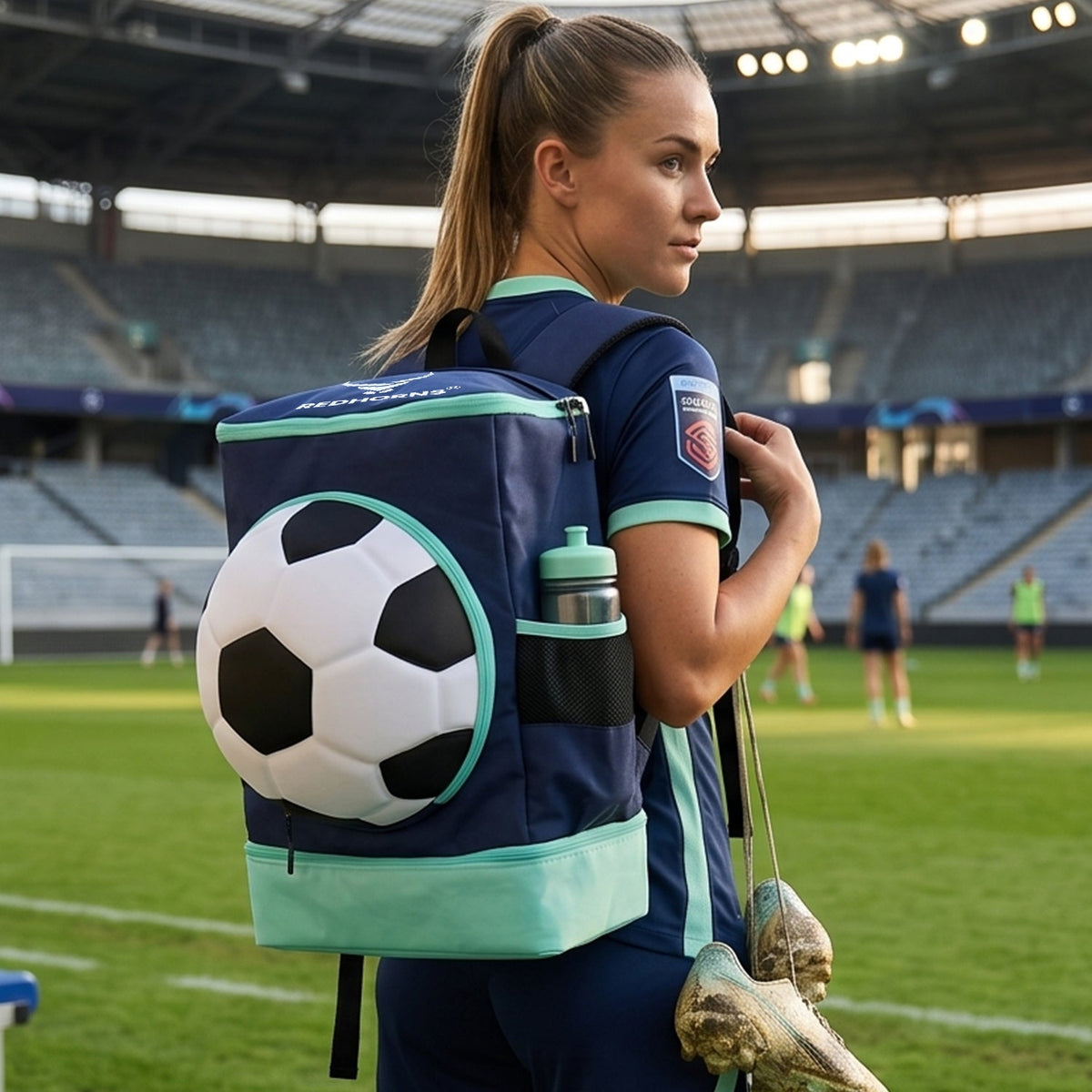 StrikePro 36L Football Backpack - Navy Blue Green