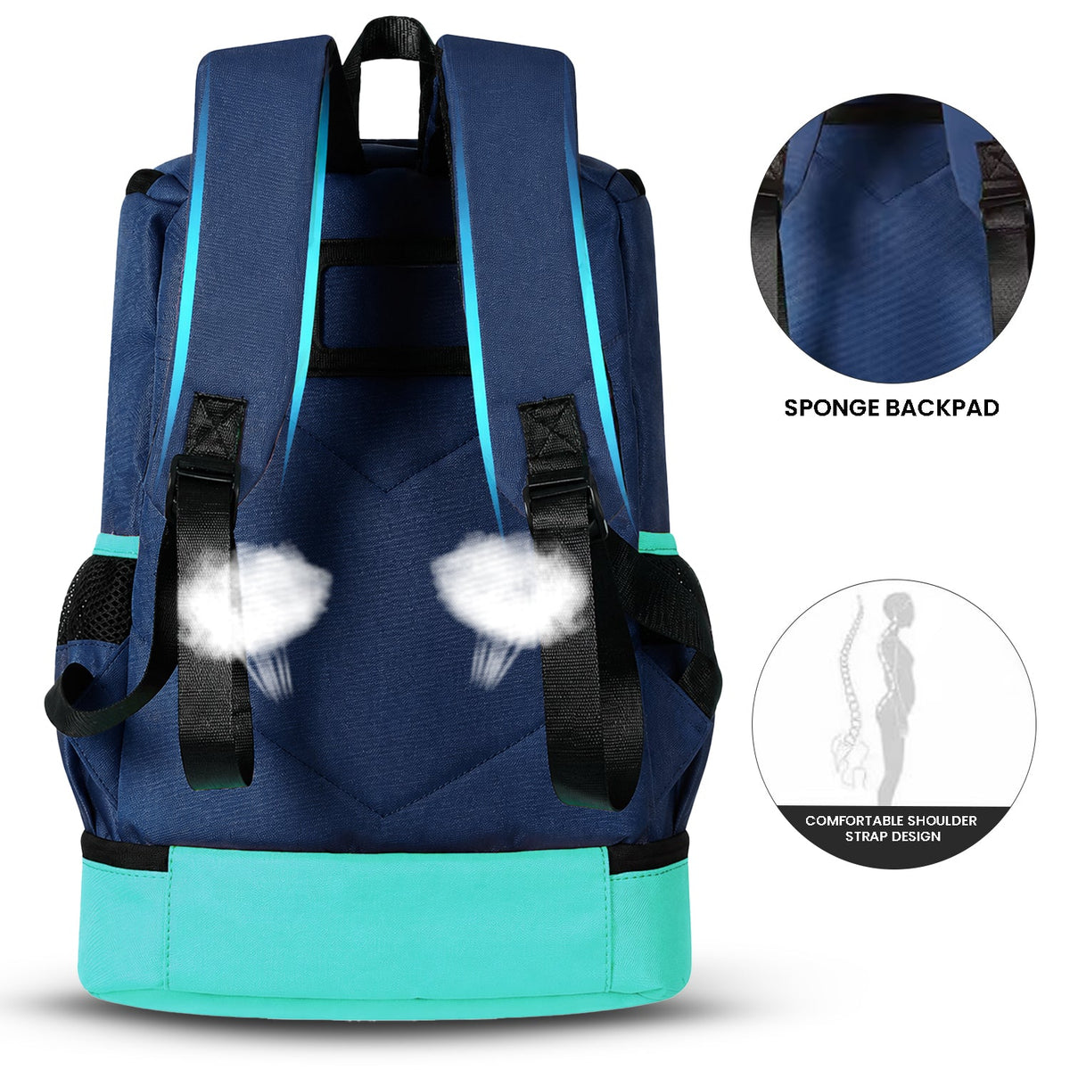 StrikePro 36L Football Backpack - Navy Blue Green