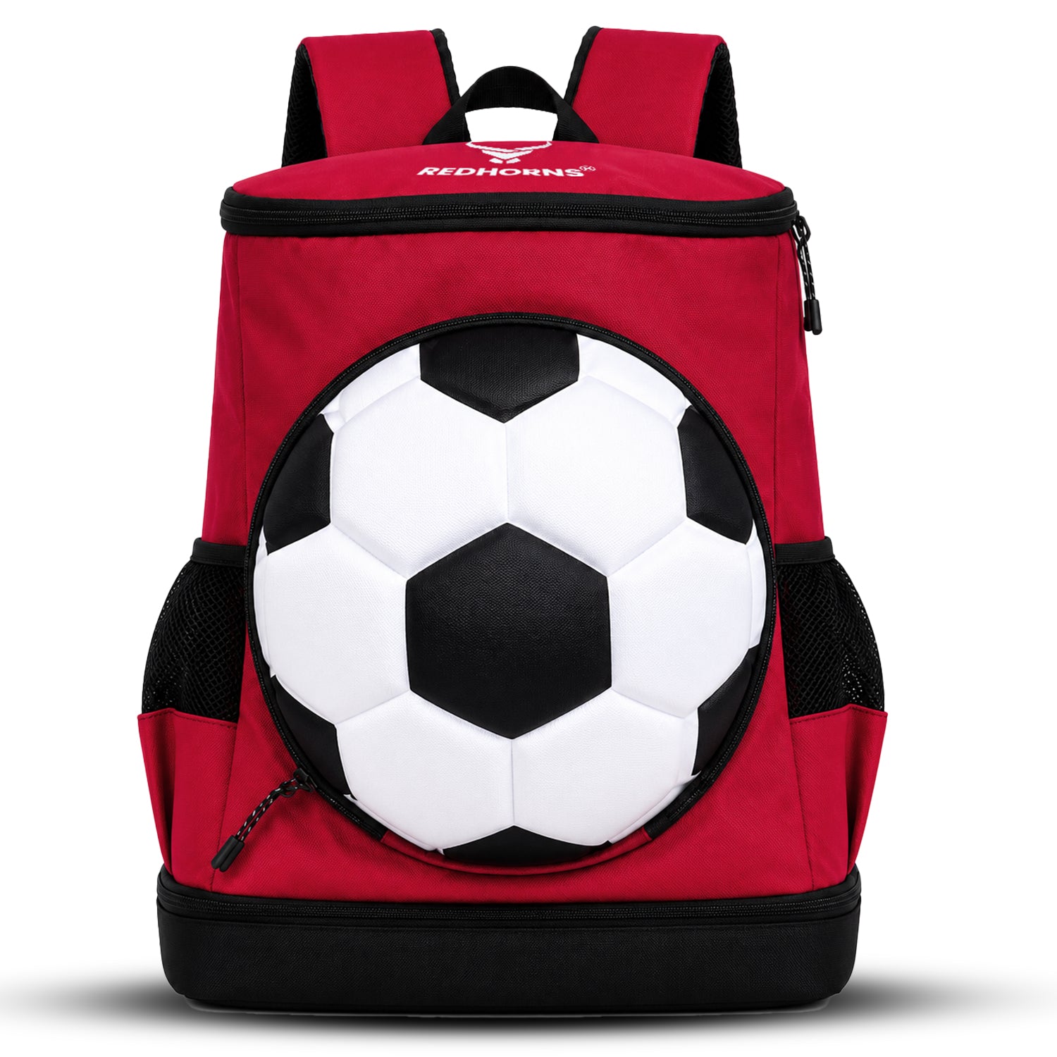 StrikePro 36L Football Backpack Red Black - front view