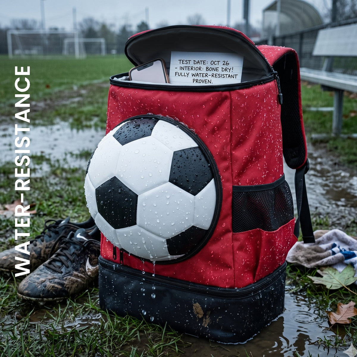 StrikePro 36L Football Backpack - Red Black