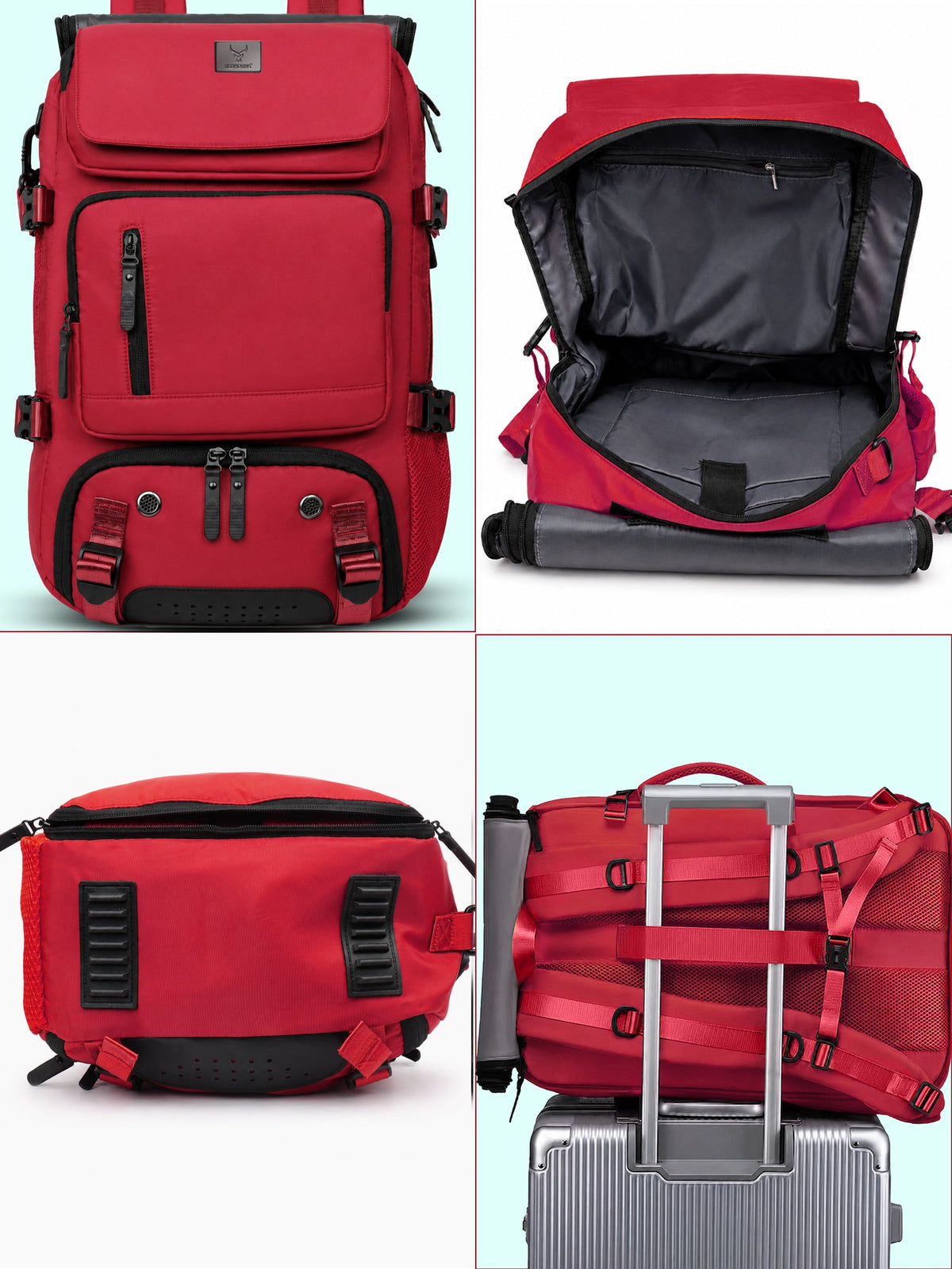 TriMode Voyager 30L 3-in-1 Travel Backpack - Red interior and trolley sleeve