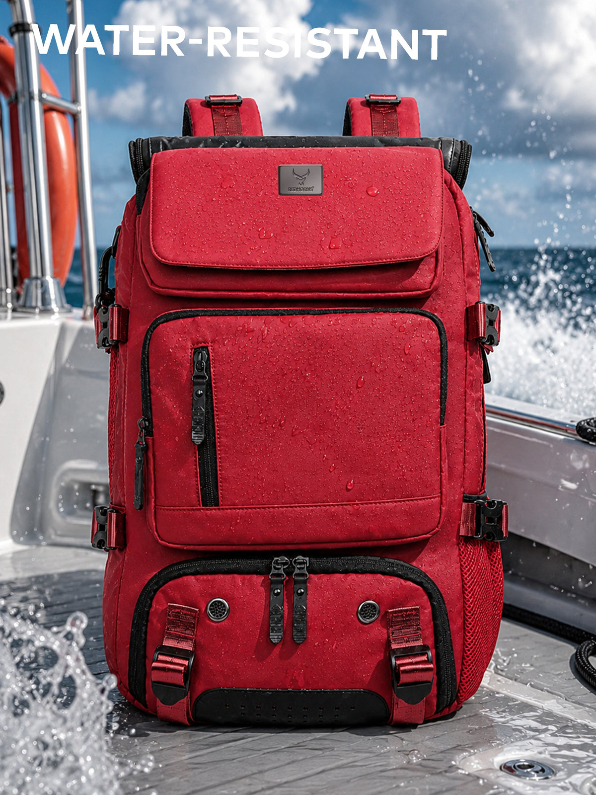 TriMode Voyager 30L 3-in-1 Travel Backpack - Red water resistant