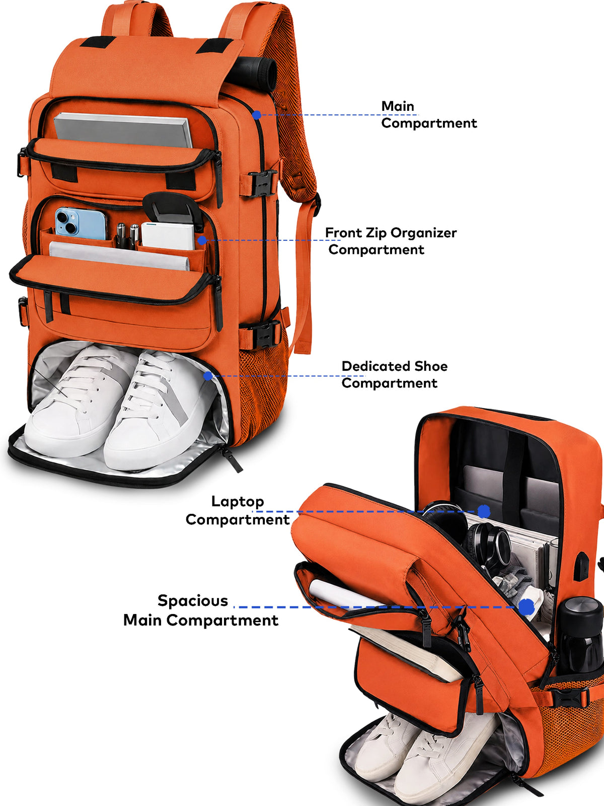 TriMode Voyager 30L 3-in-1 Travel Backpack - Orange