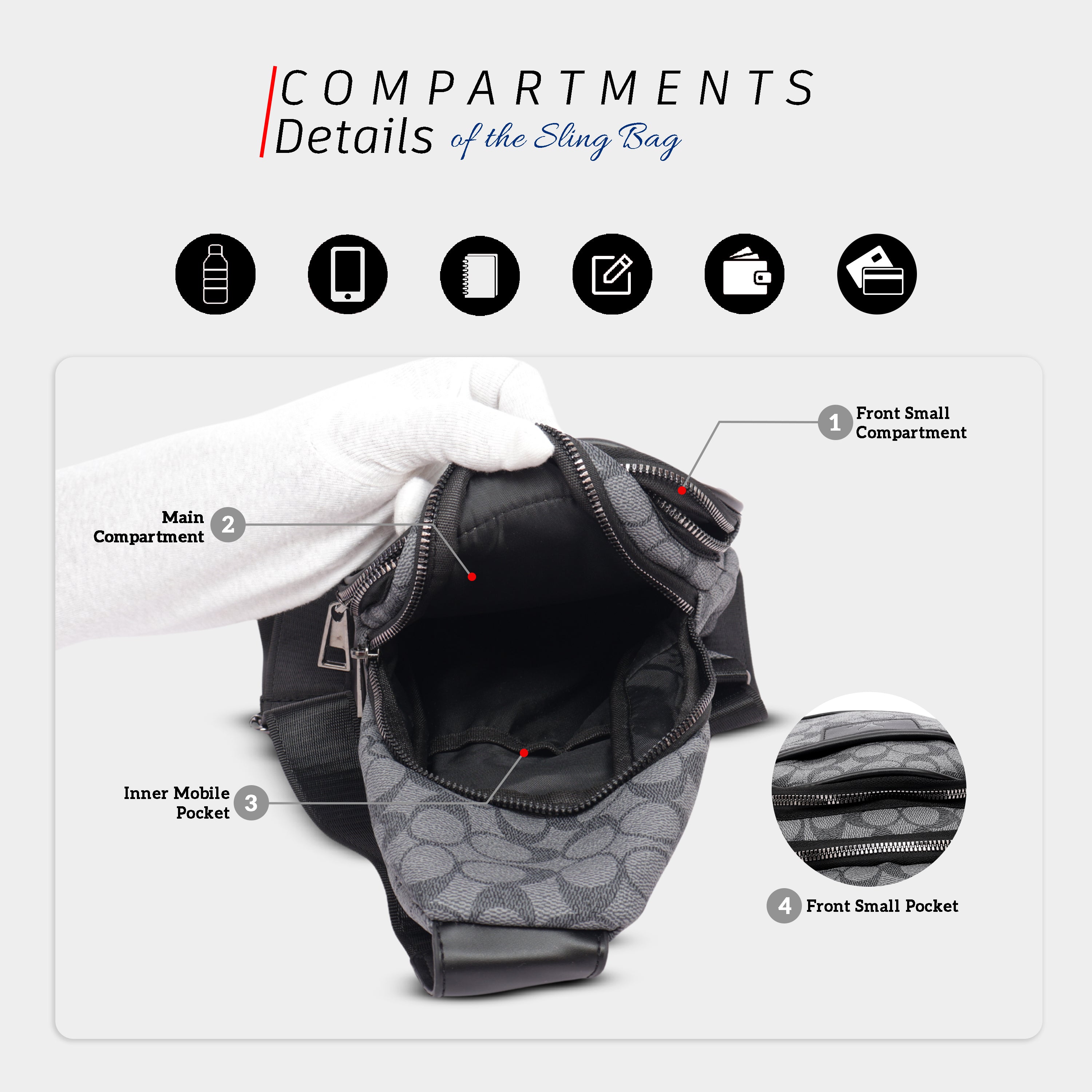Waterproof crossbody sling bag#color_black
