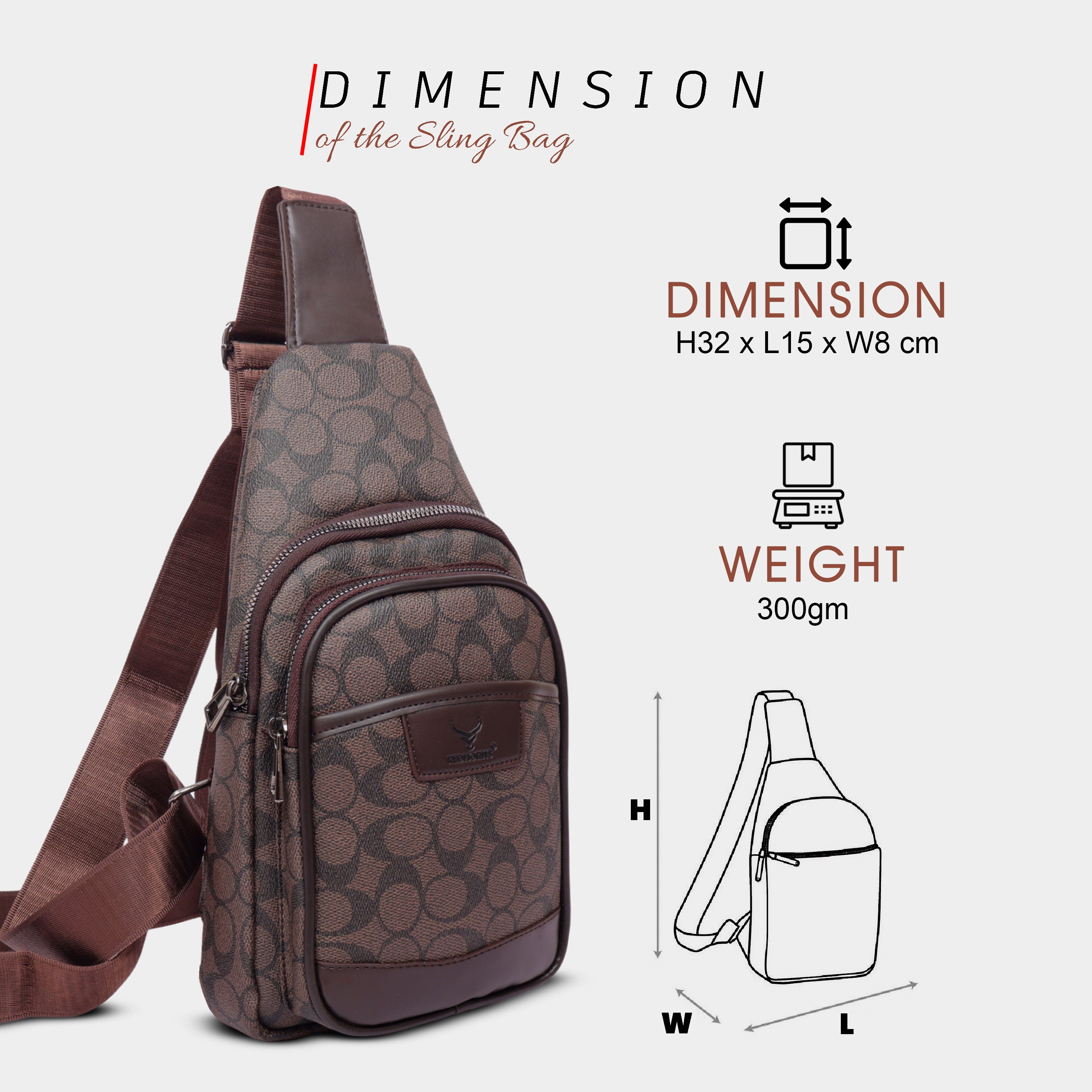 Waterproof crossbody sling bag#color_brown