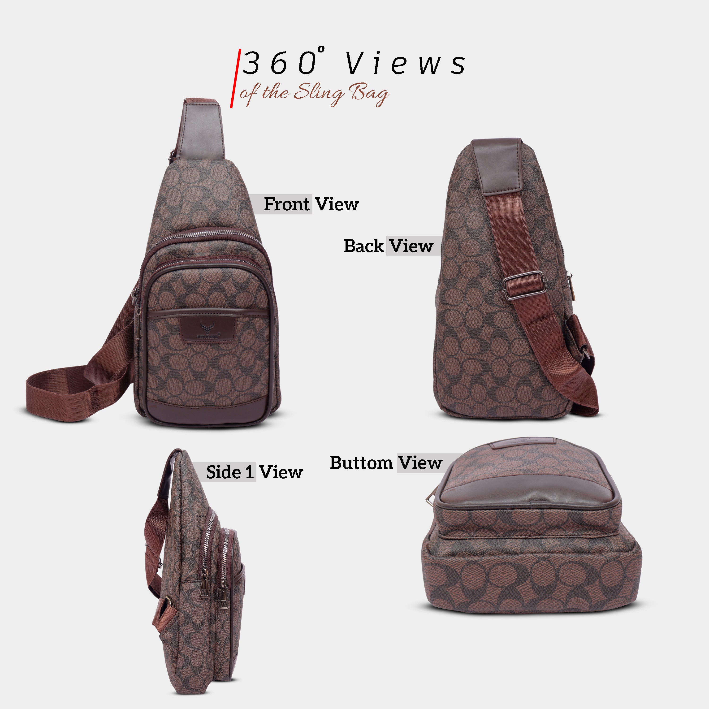 Waterproof crossbody sling bag#color_brown