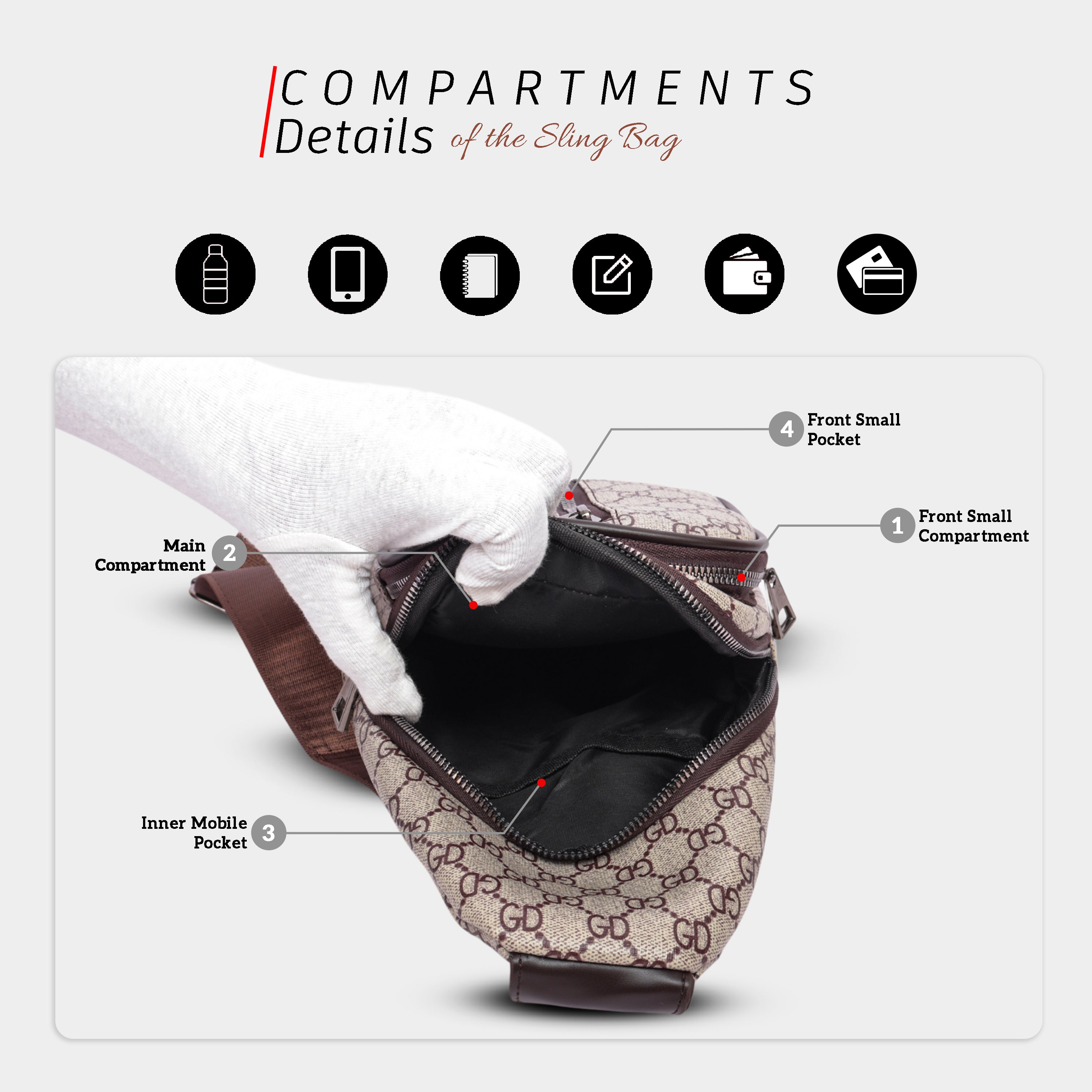Waterproof crossbody sling bag#color_beige