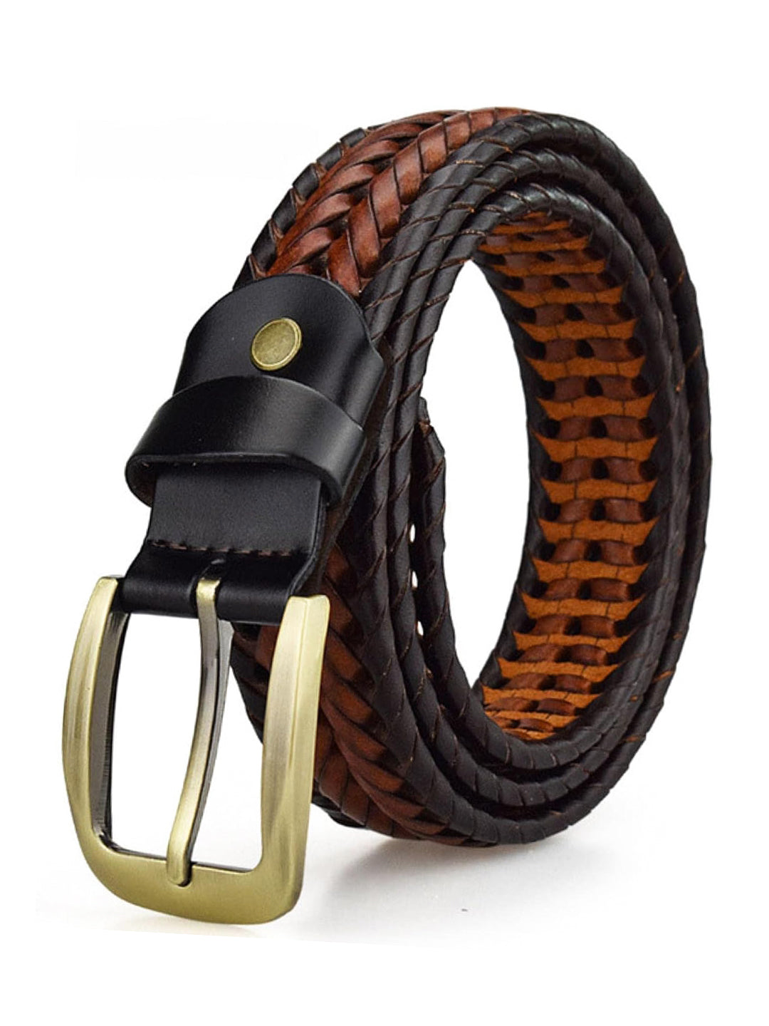 Mens leather waist belt casual fashion formal outfit#color_brown-tan