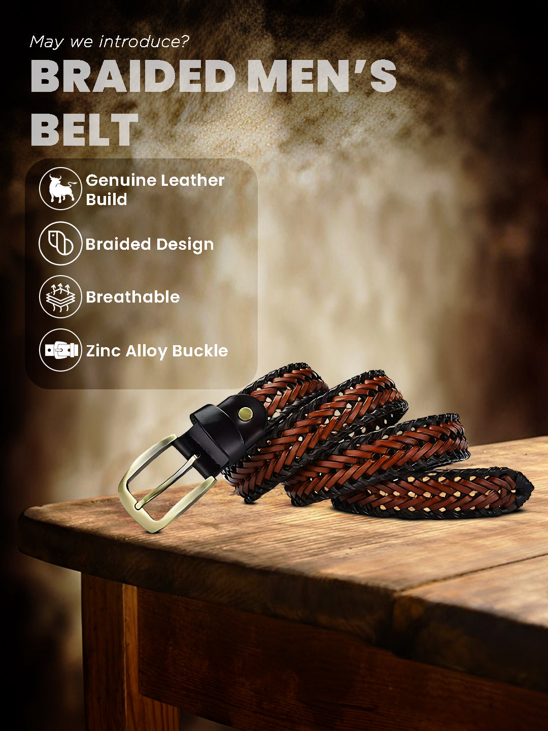Mens leather waist belt casual fashion formal outfit#color_brown-tan