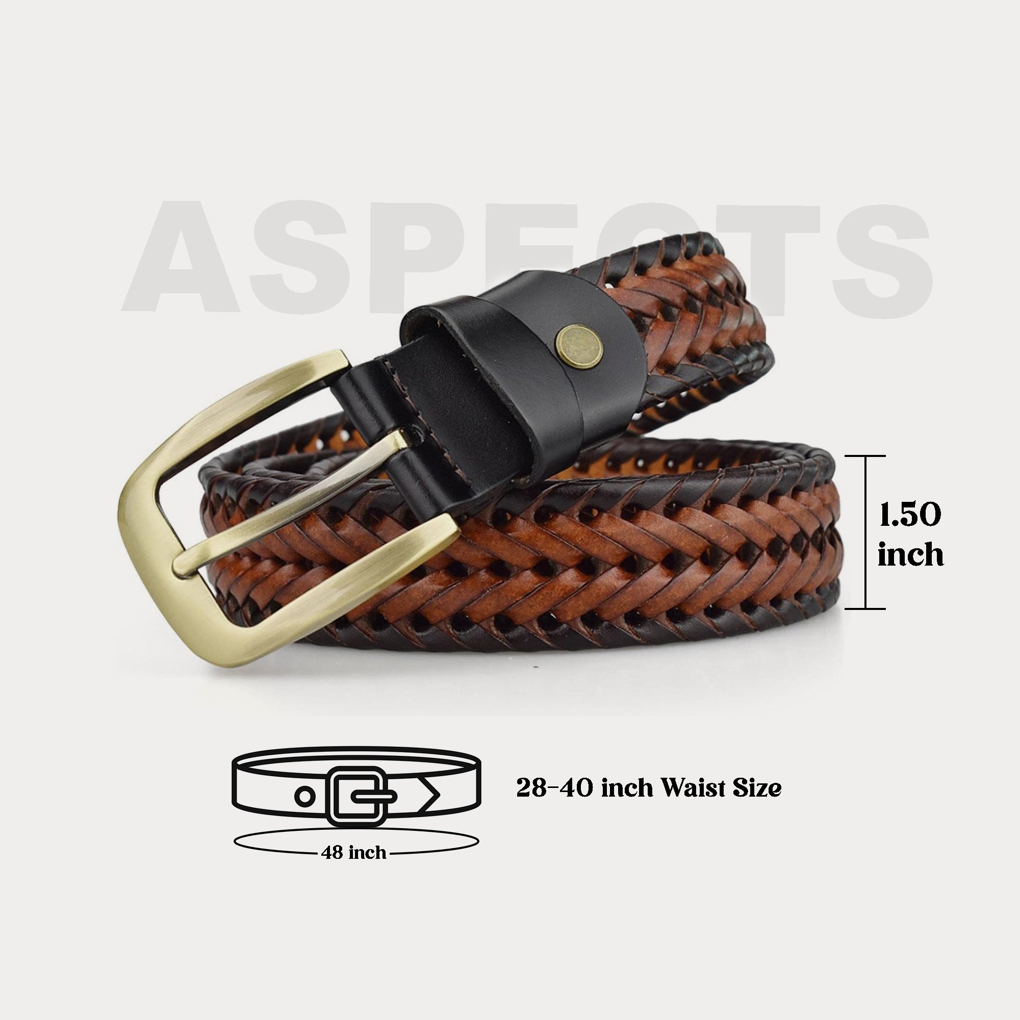 Mens leather waist belt casual fashion formal outfit#color_brown-tan