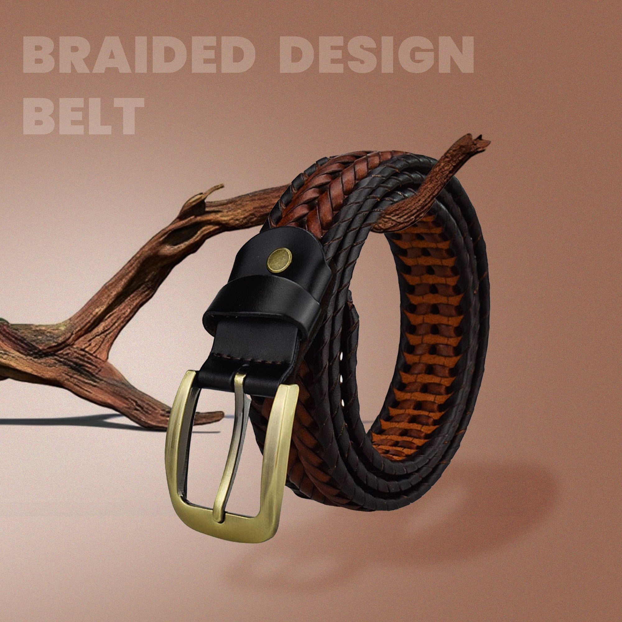 Mens leather waist belt casual fashion formal outfit#color_brown-tan