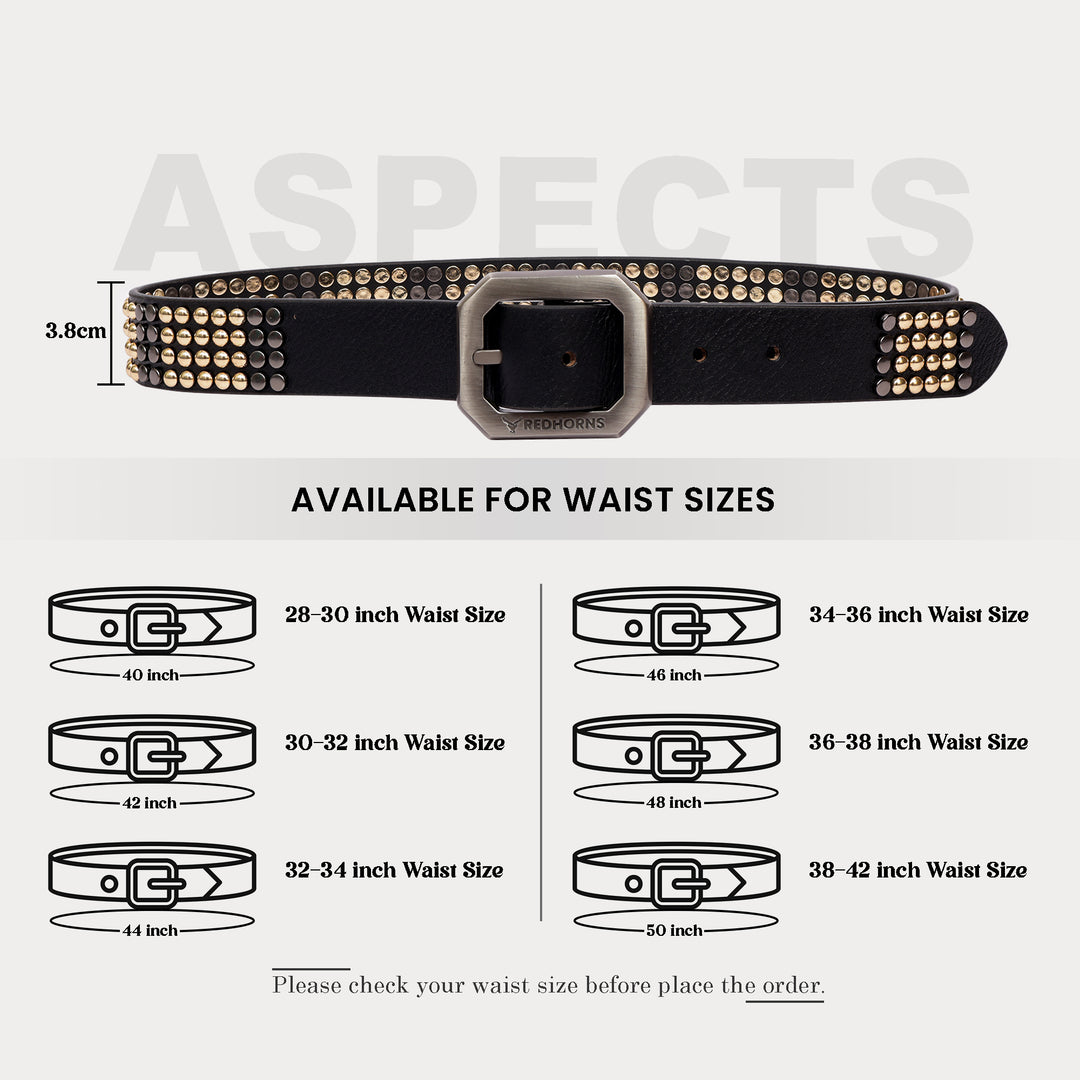 Salman khan rivet leather waist belt for men#color_black
