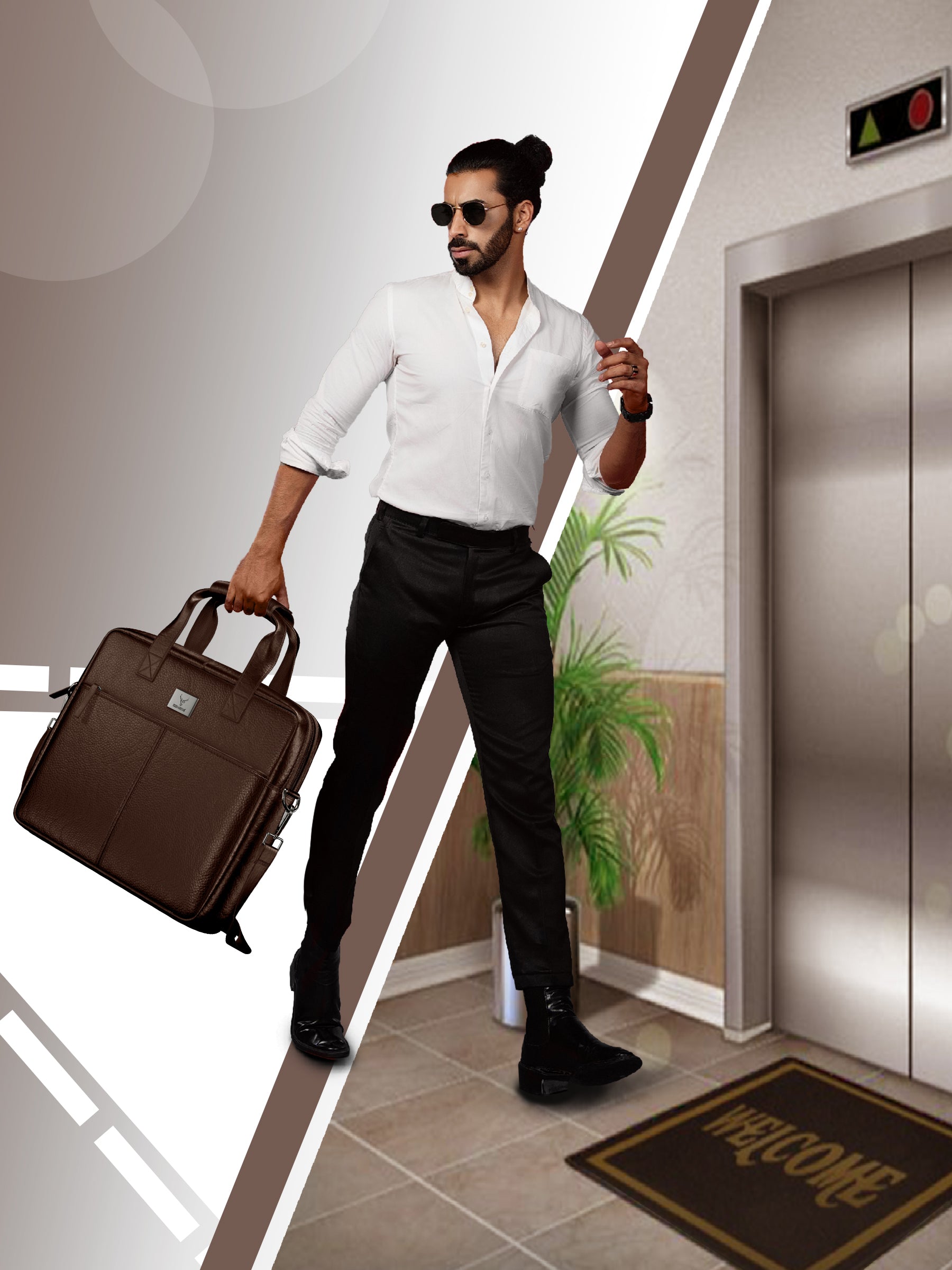 Leather briefcase briefcase for men briefcase bag#color_brown