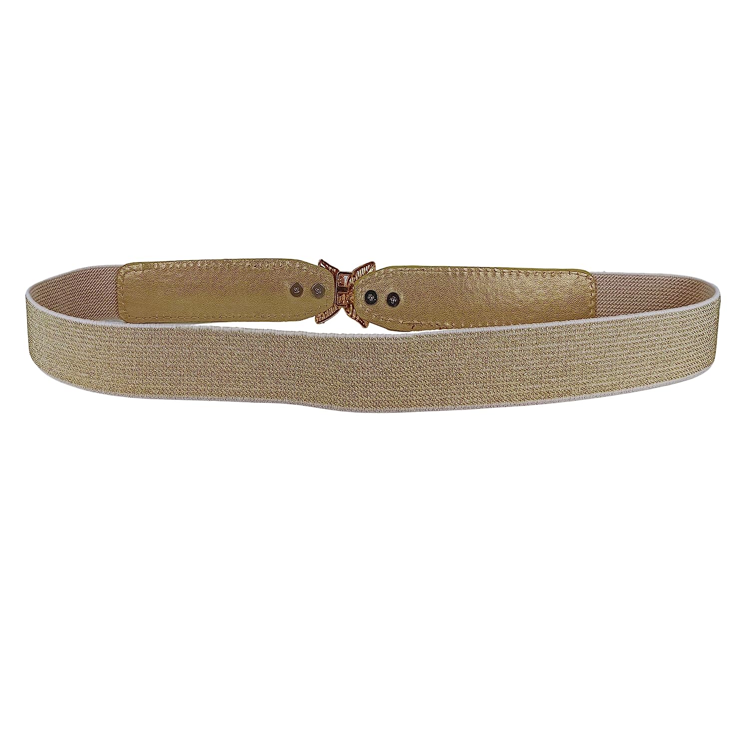 Leaf Design Ladies Elastic Belt#color_gold