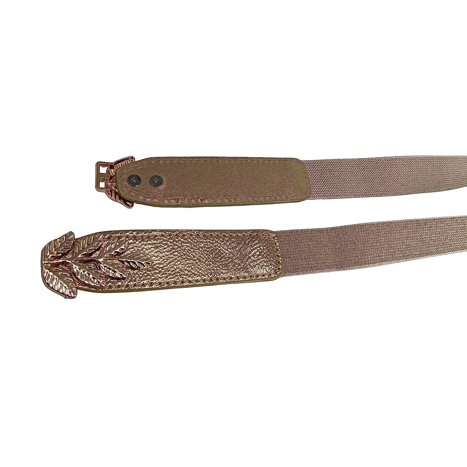 Leaf Design Ladies Elastic Belt#color_gold