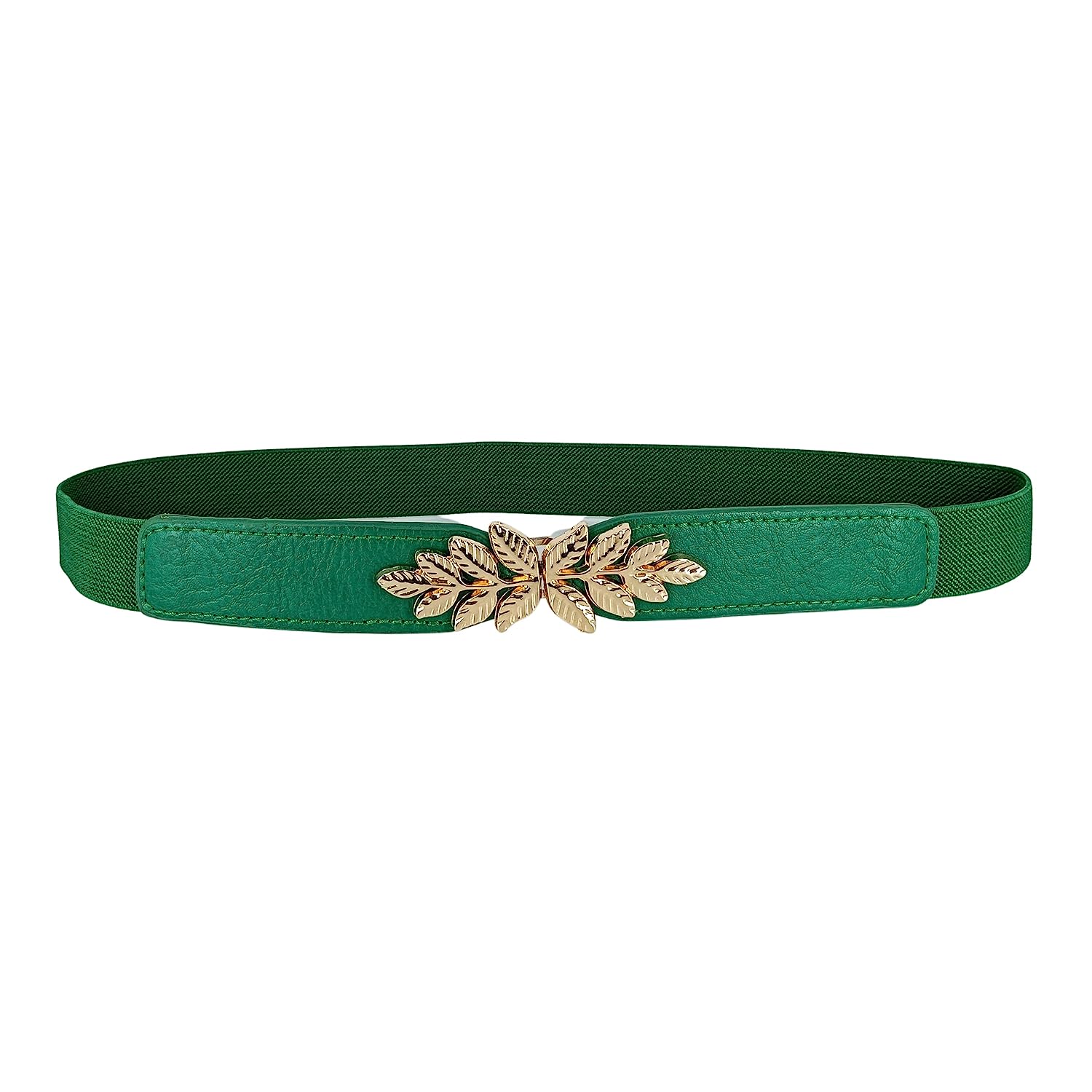 Leaf Design Ladies Elastic Belt#color_green