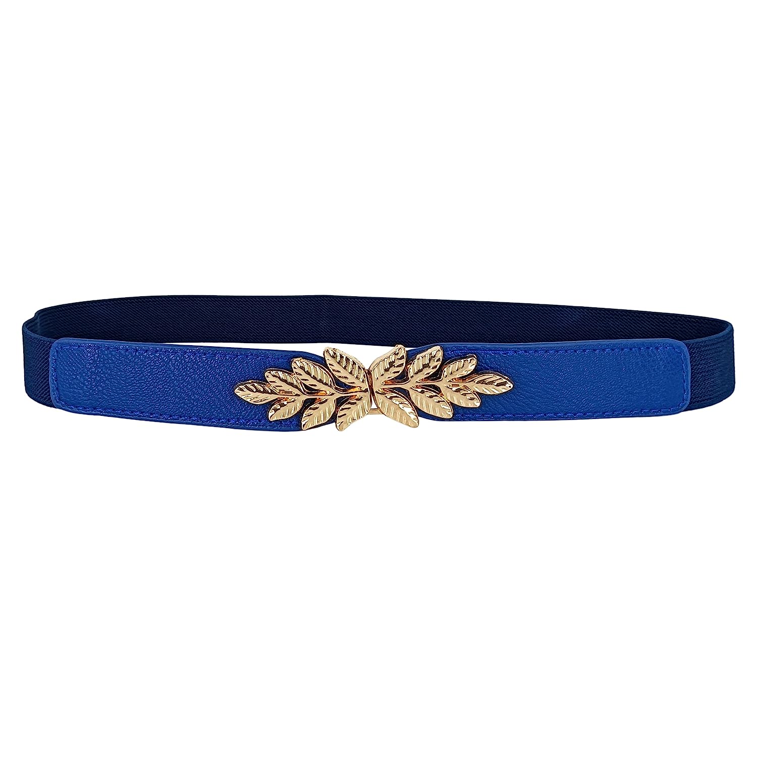 Leaf Design Ladies Elastic Belt#color_indigo
