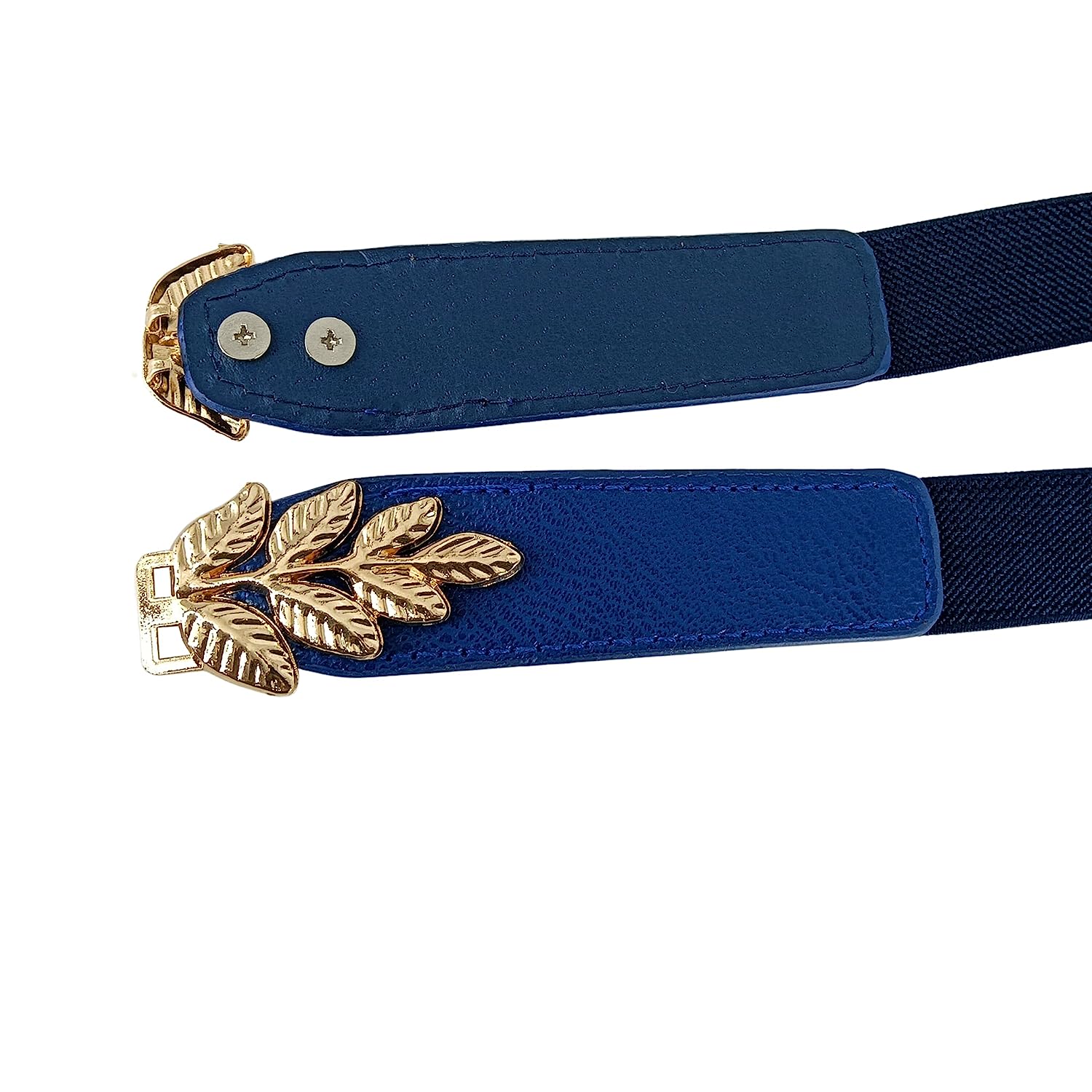 Leaf Design Ladies Elastic Belt#color_indigo