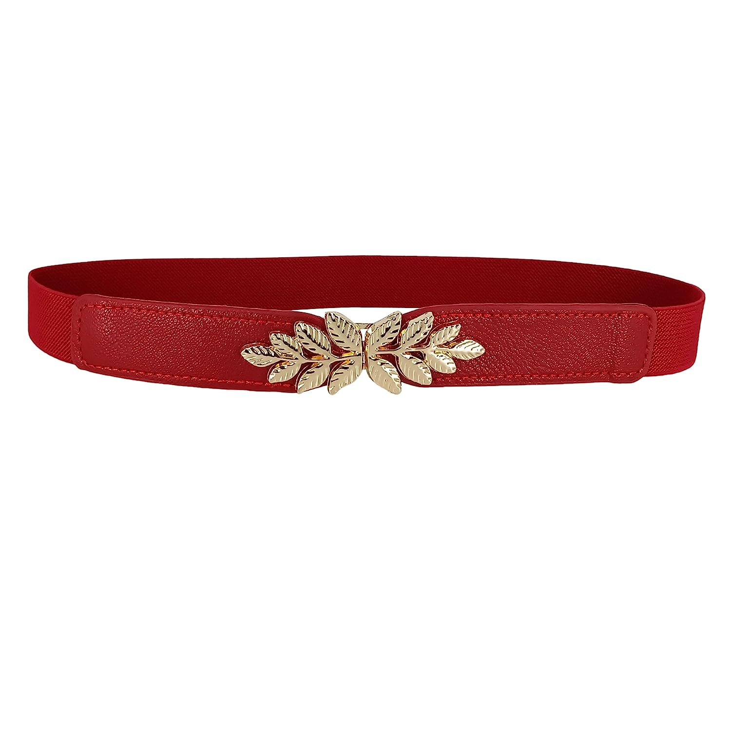 Leaf Design Ladies Elastic Belt#color_maroon