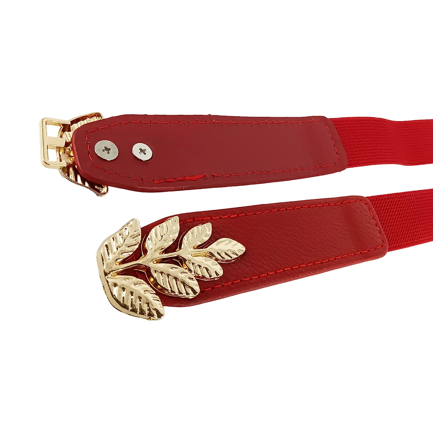 Leaf Design Ladies Elastic Belt#color_maroon