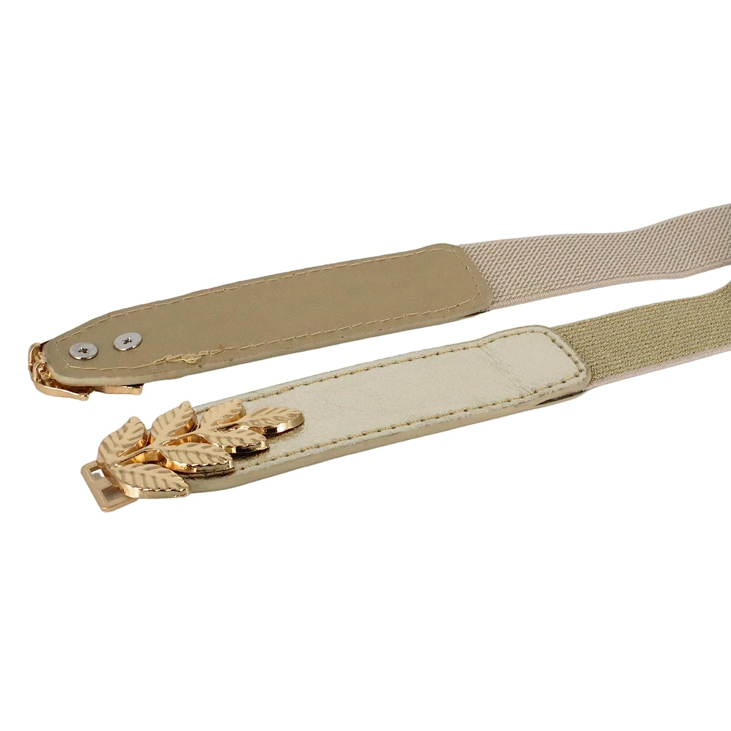 Leaf Design Ladies Elastic Belt#color_silver