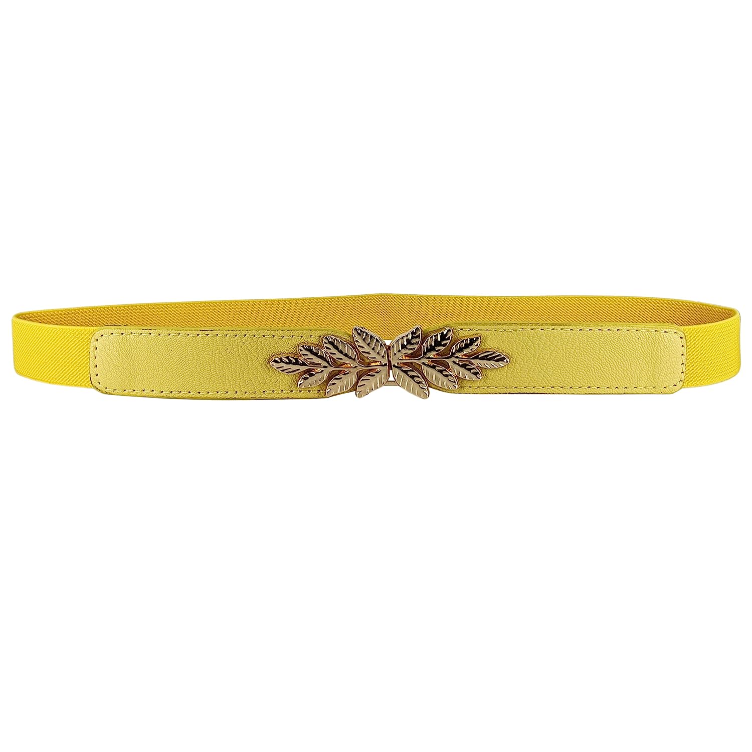 Leaf Design Ladies Elastic Belt#color_yellow
