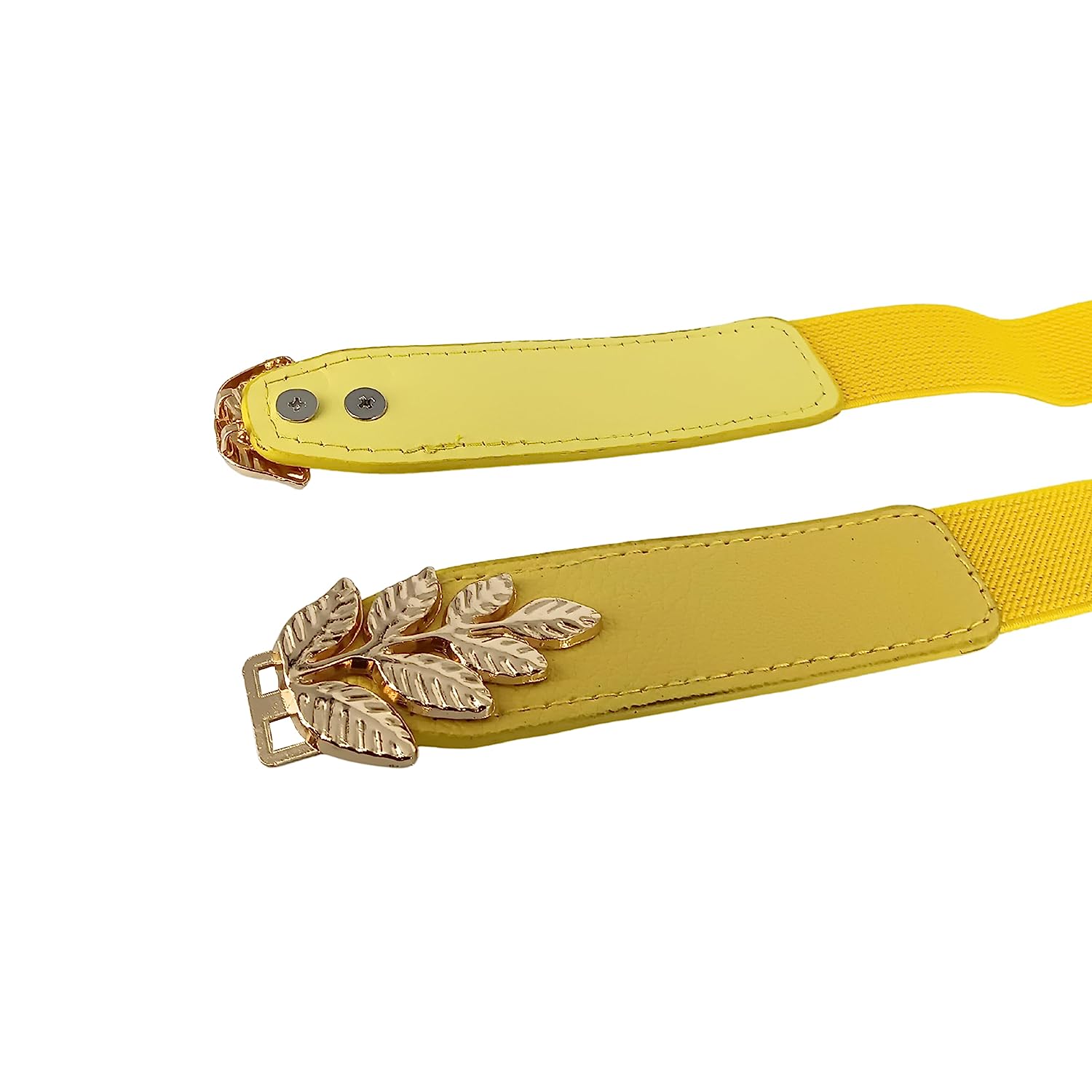 Leaf Design Ladies Elastic Belt#color_yellow