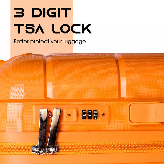 Travel luggage trolley travel suitcase set of 3 luggage trolley set of 3#color_orange